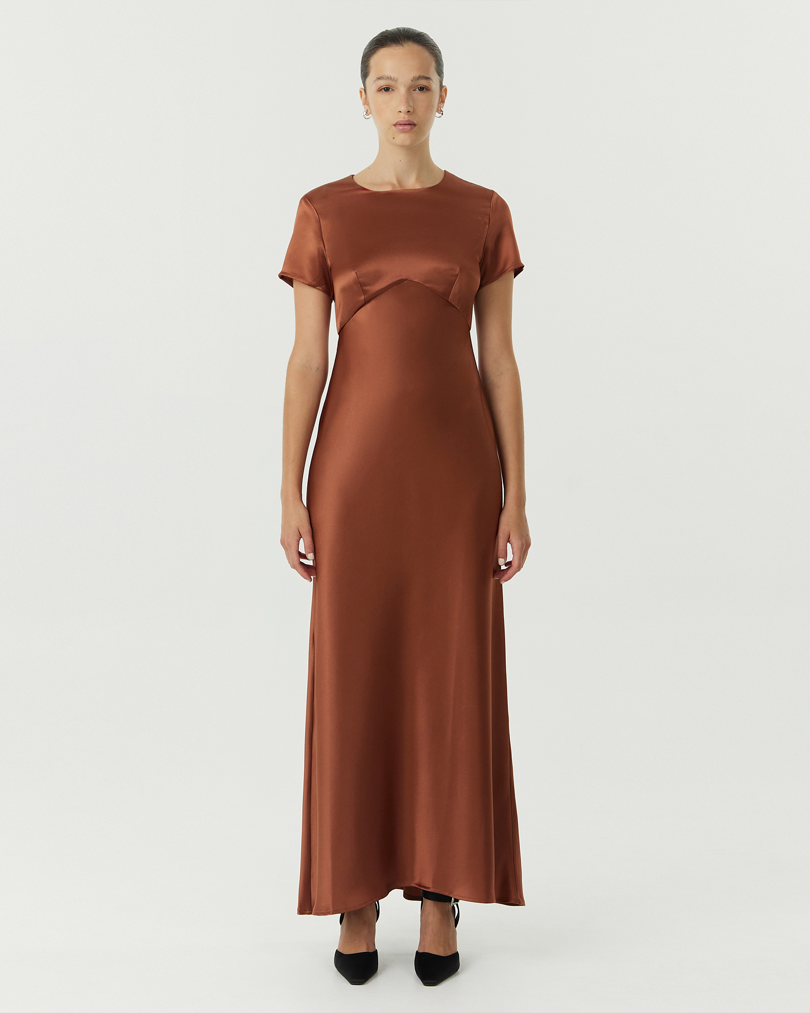 Satin Bias Maxi Tee Dress