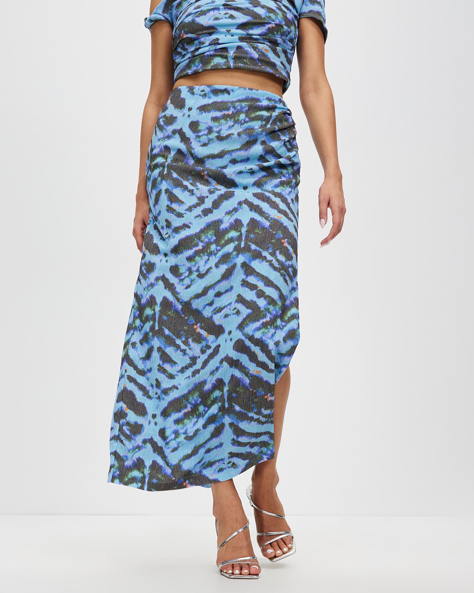 Electric Tucked Maxi Skirt