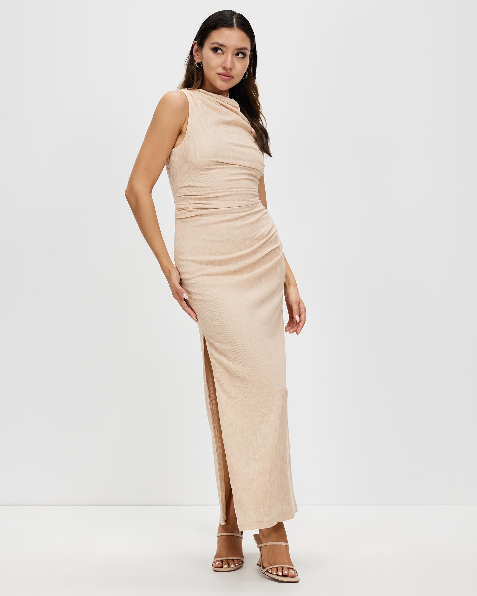 Electric Tucked Maxi Tank Dress