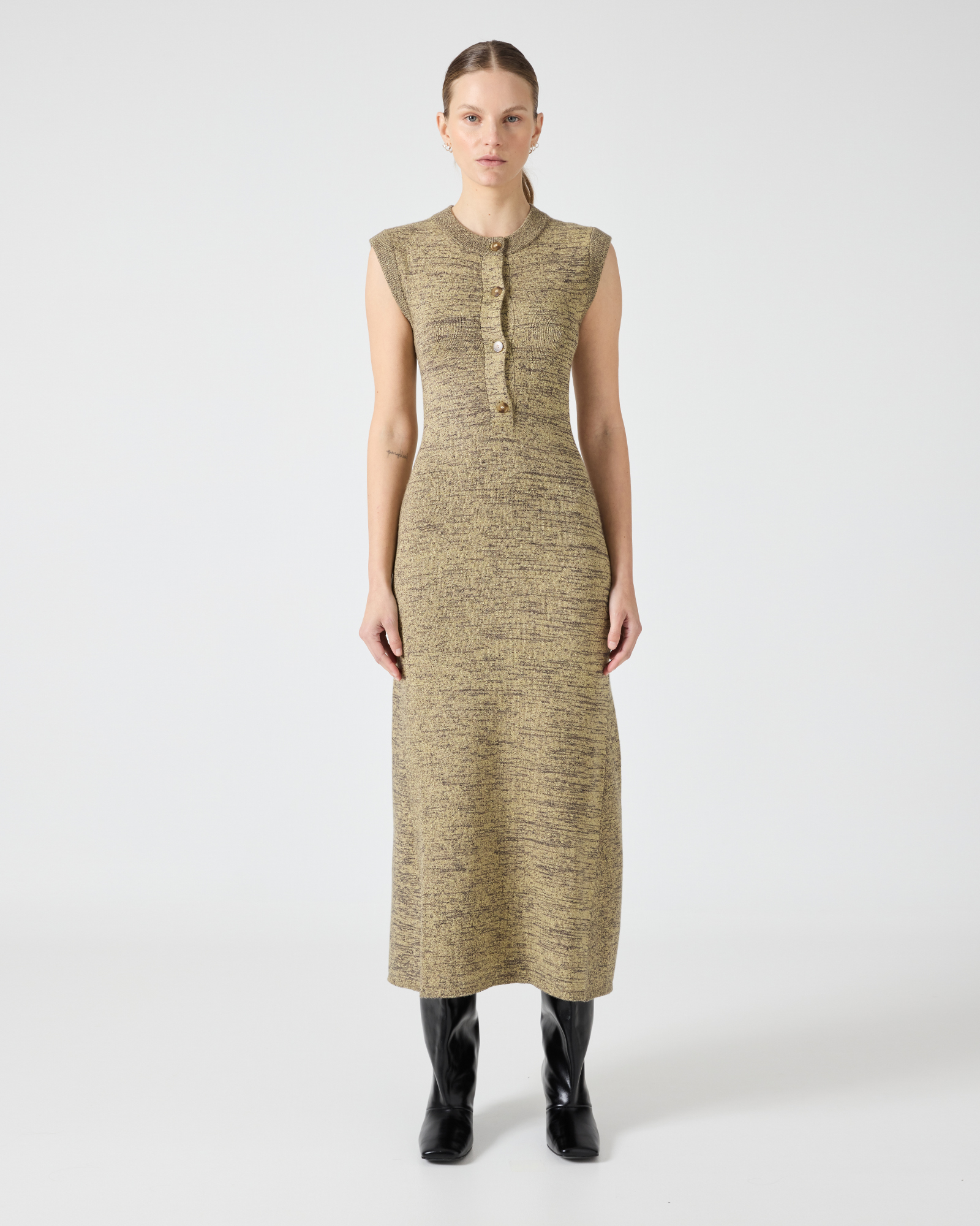 Melange Knit Midi Dress