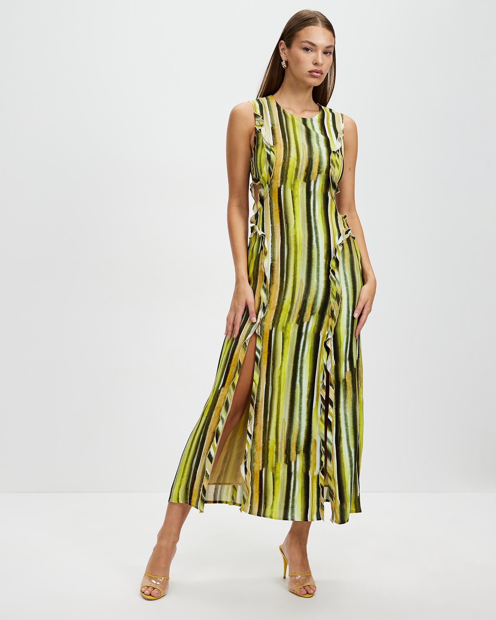 Stroke Frill Maxi Tank Dress