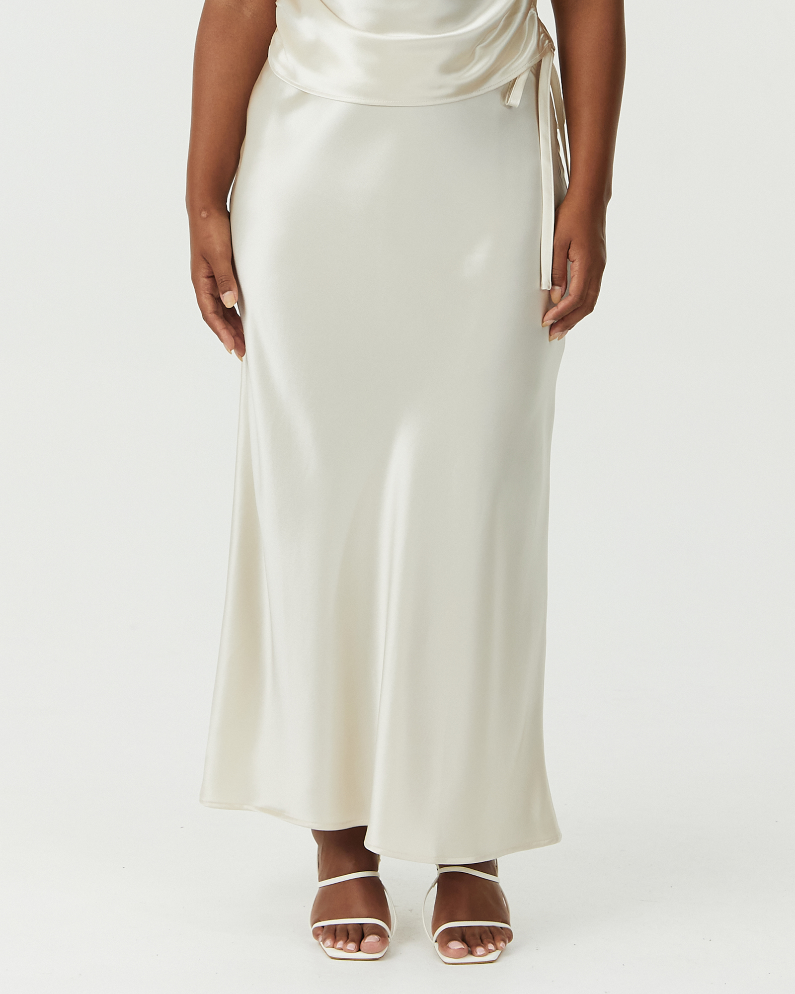 Satin Bias Tie Side Skirt