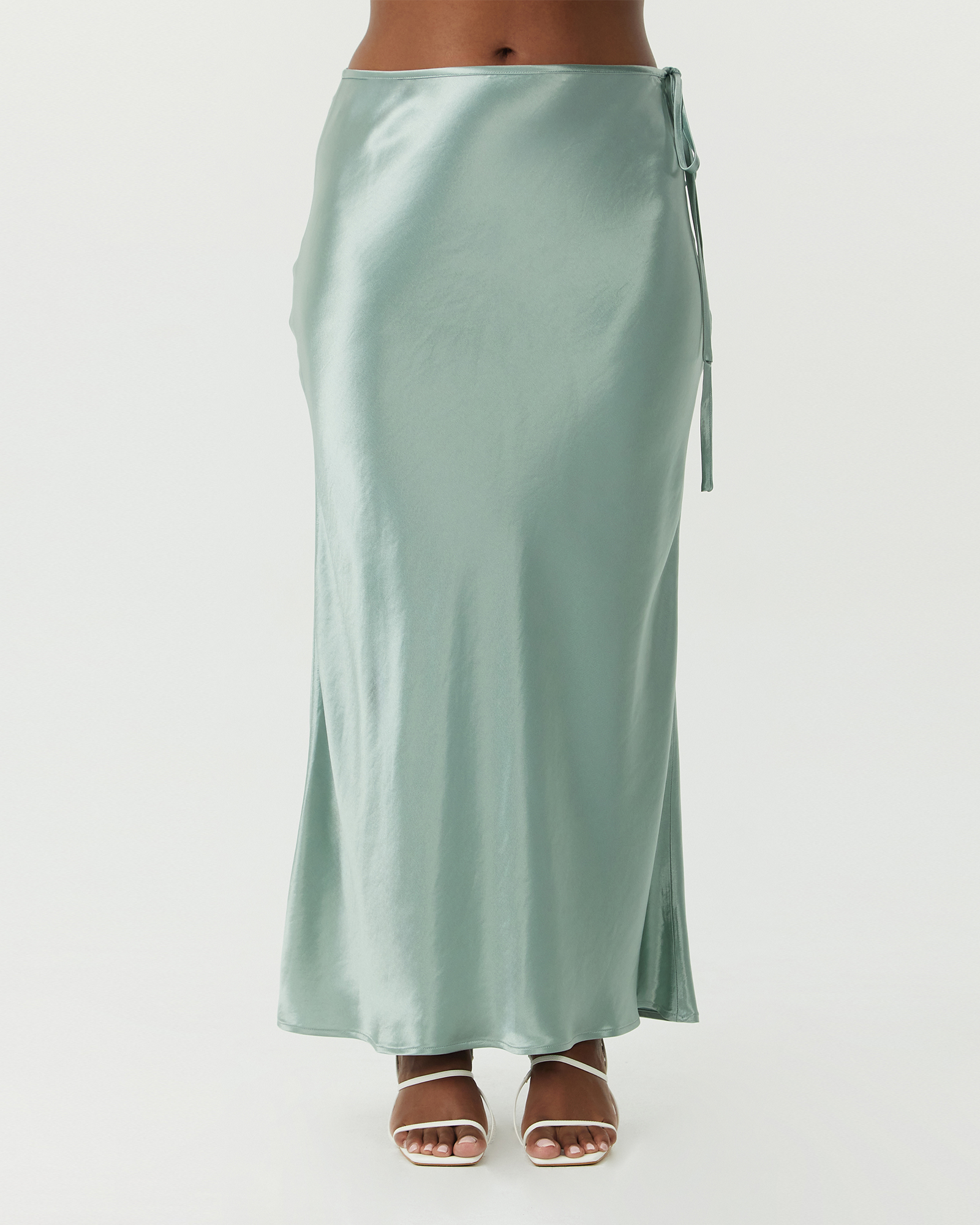 Satin Bias Tie Side Skirt