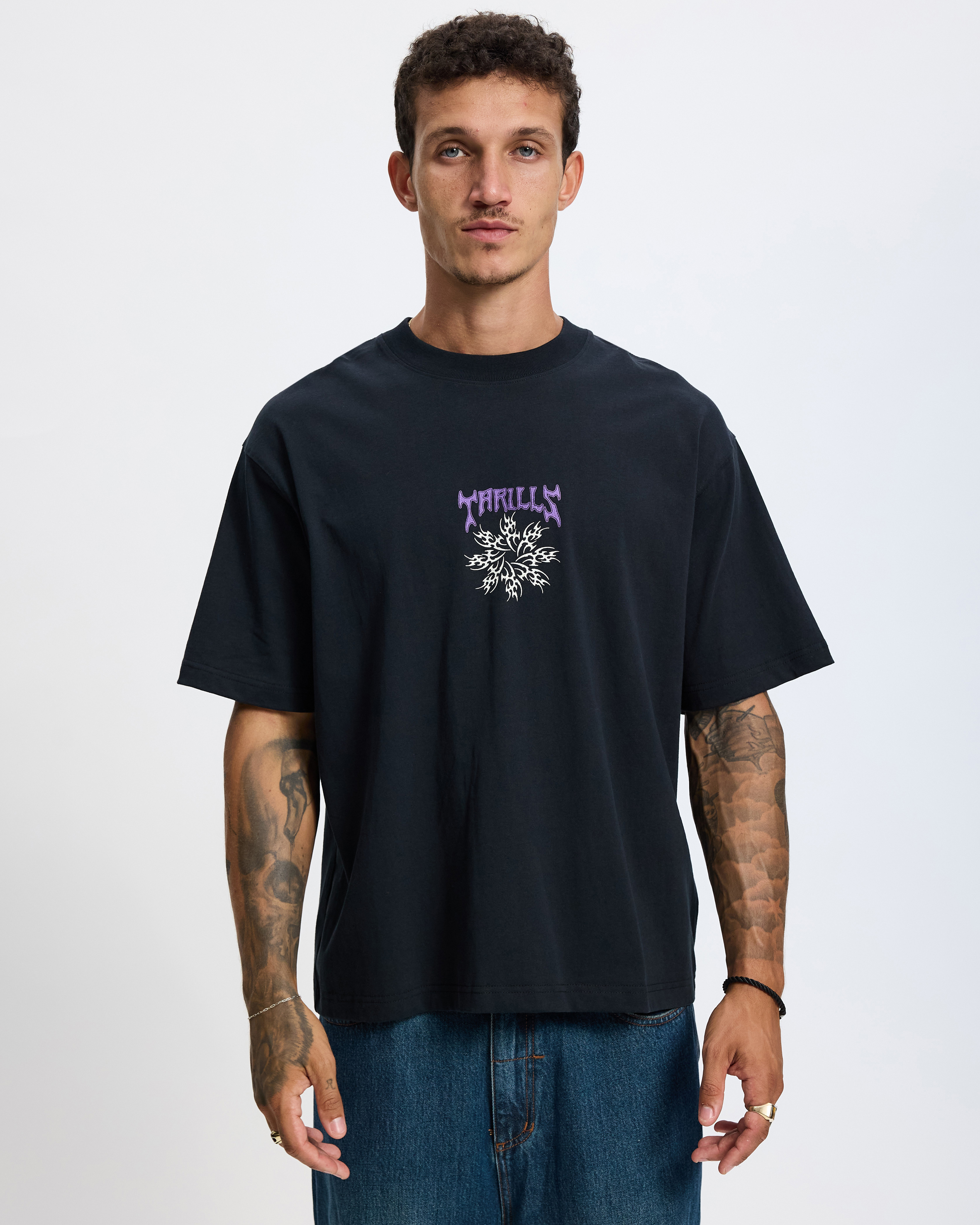 Stagger Box Fit Oversize Cropped Tee