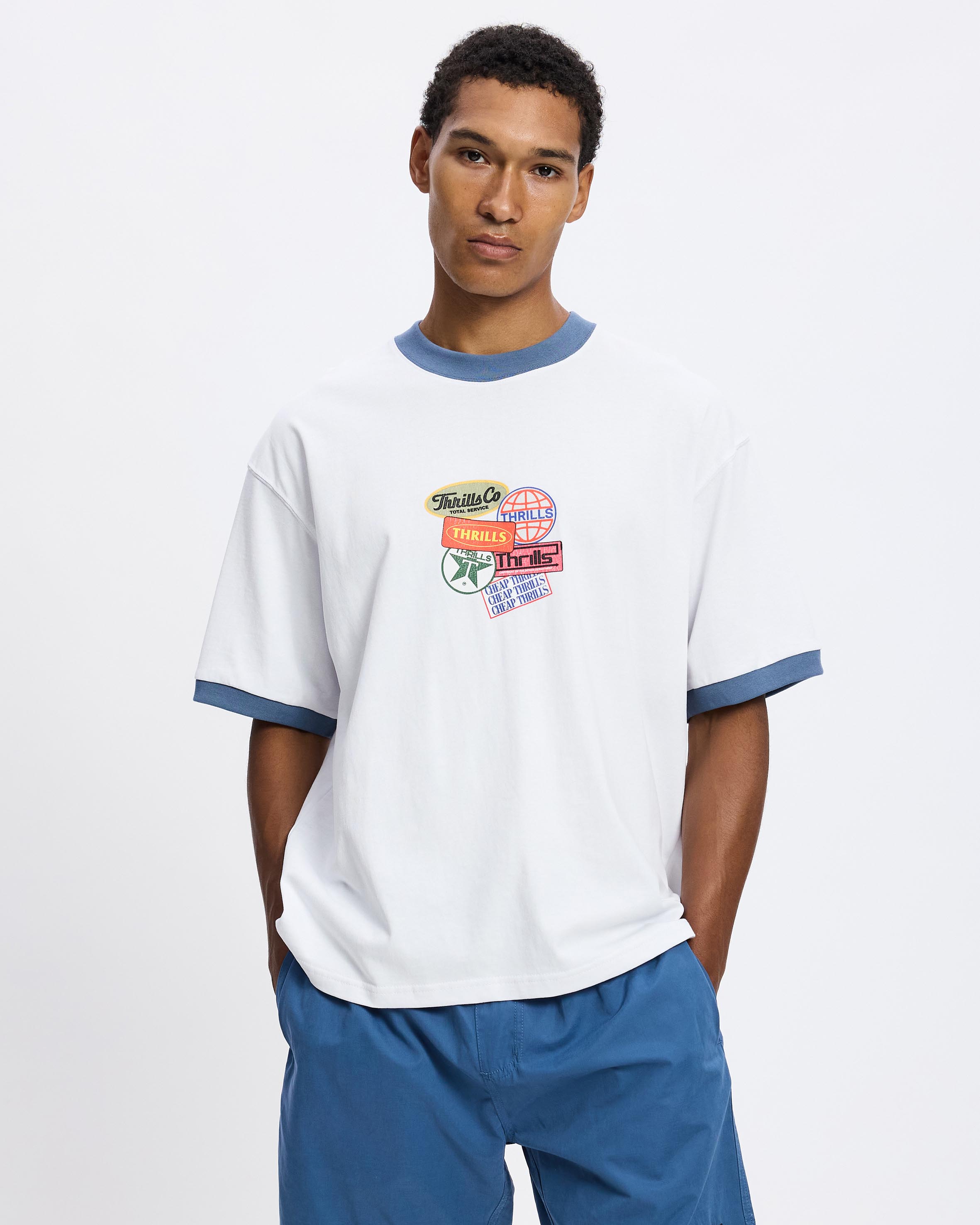Total Service Box Fit Oversized Cropped Ringer Tee