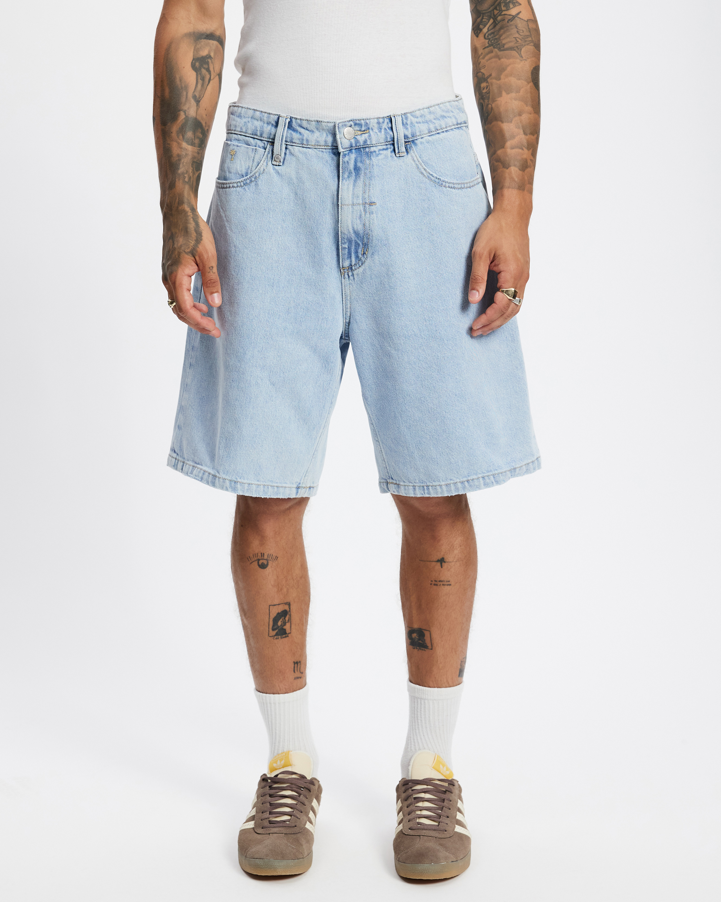 Mid Slacker Relaxed Long Denim Shorts