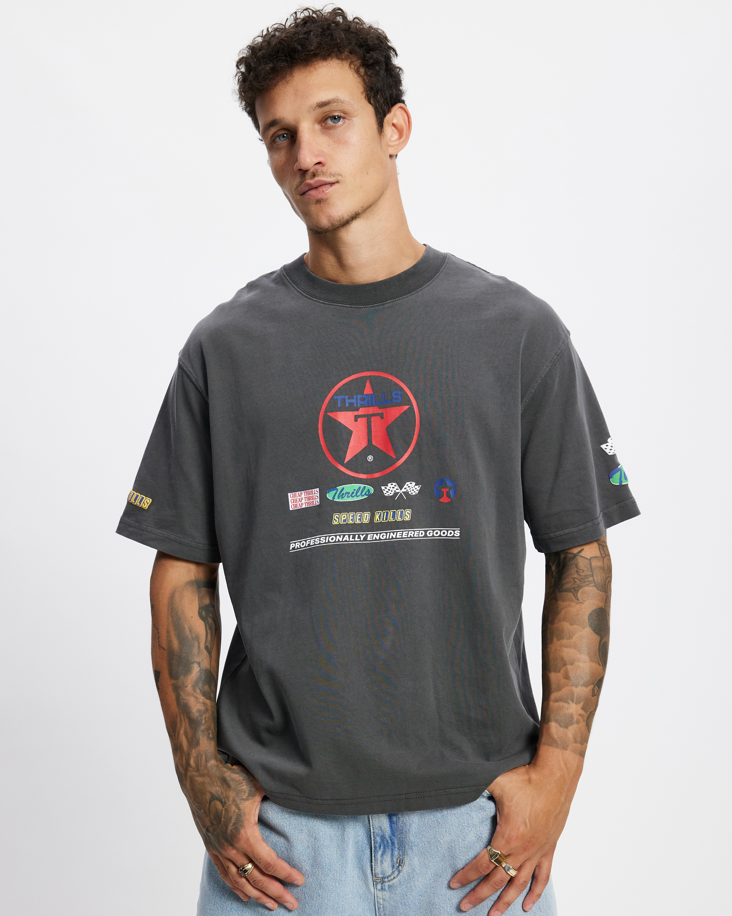 Super Charged Box Fit Oversize Cropped Tee