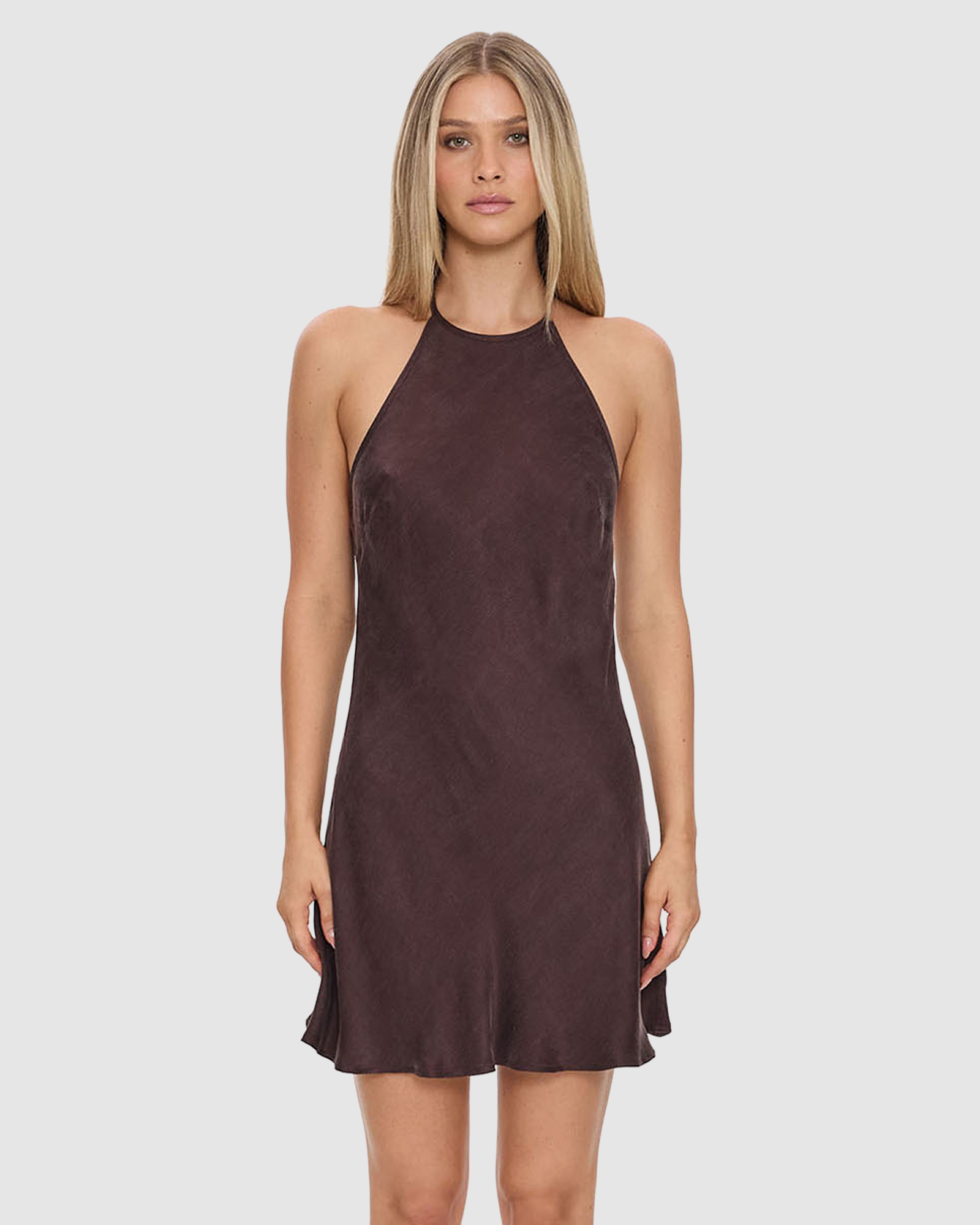Celeste Bias Halter Mini Dress