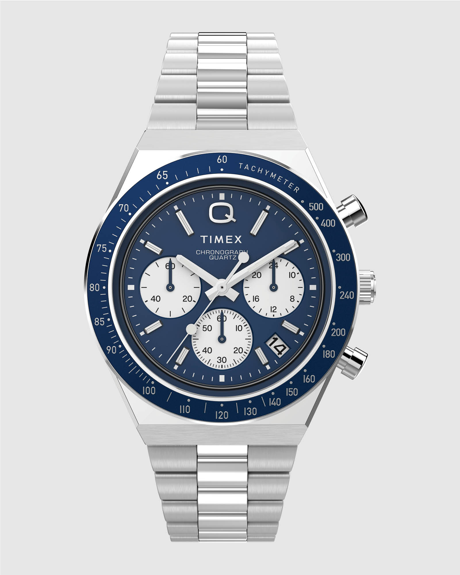 Men’s Q Timex Chronograph Silver & Blue