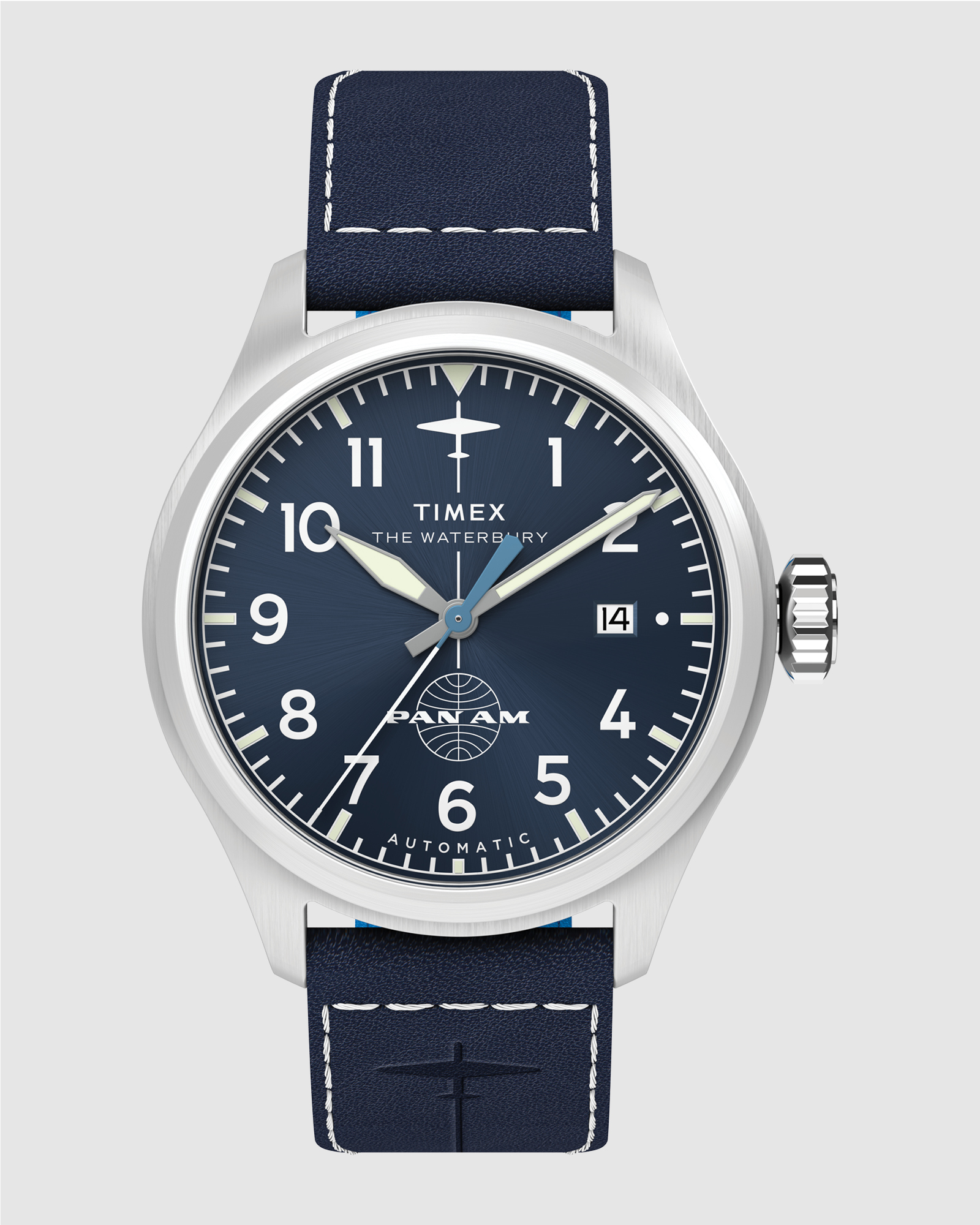 Timex x Pan Am® Waterbury Ace 41mm Leather Strap Watch