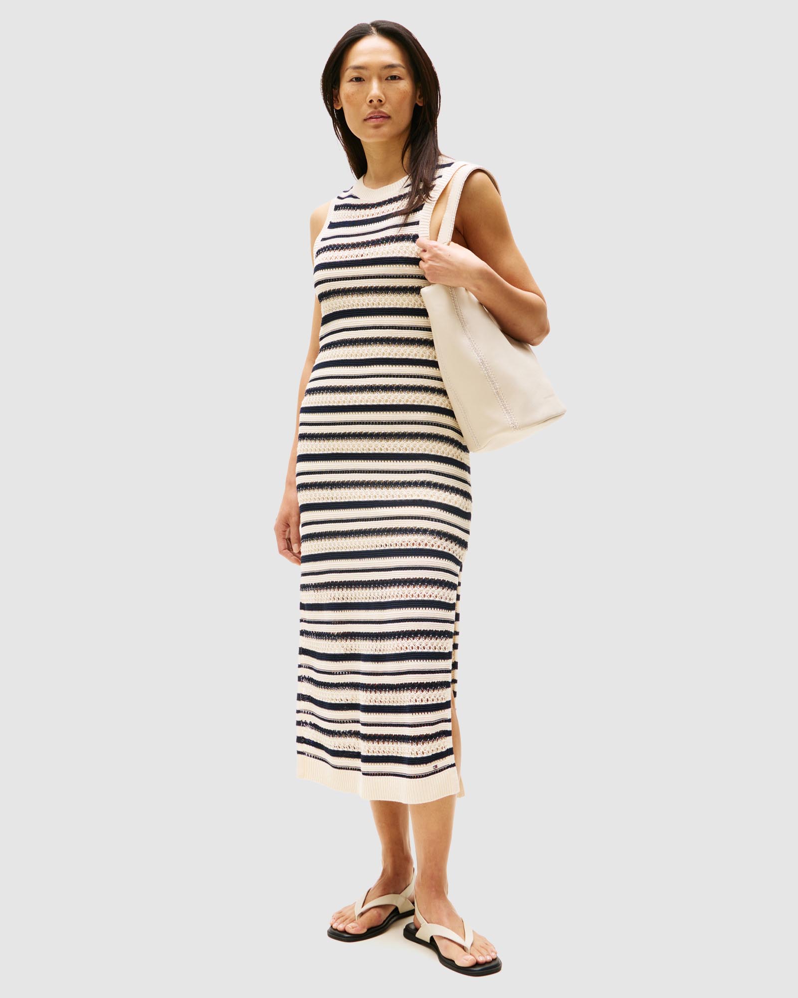 Crochet Slim Midi Sleeveless Sweater Dress