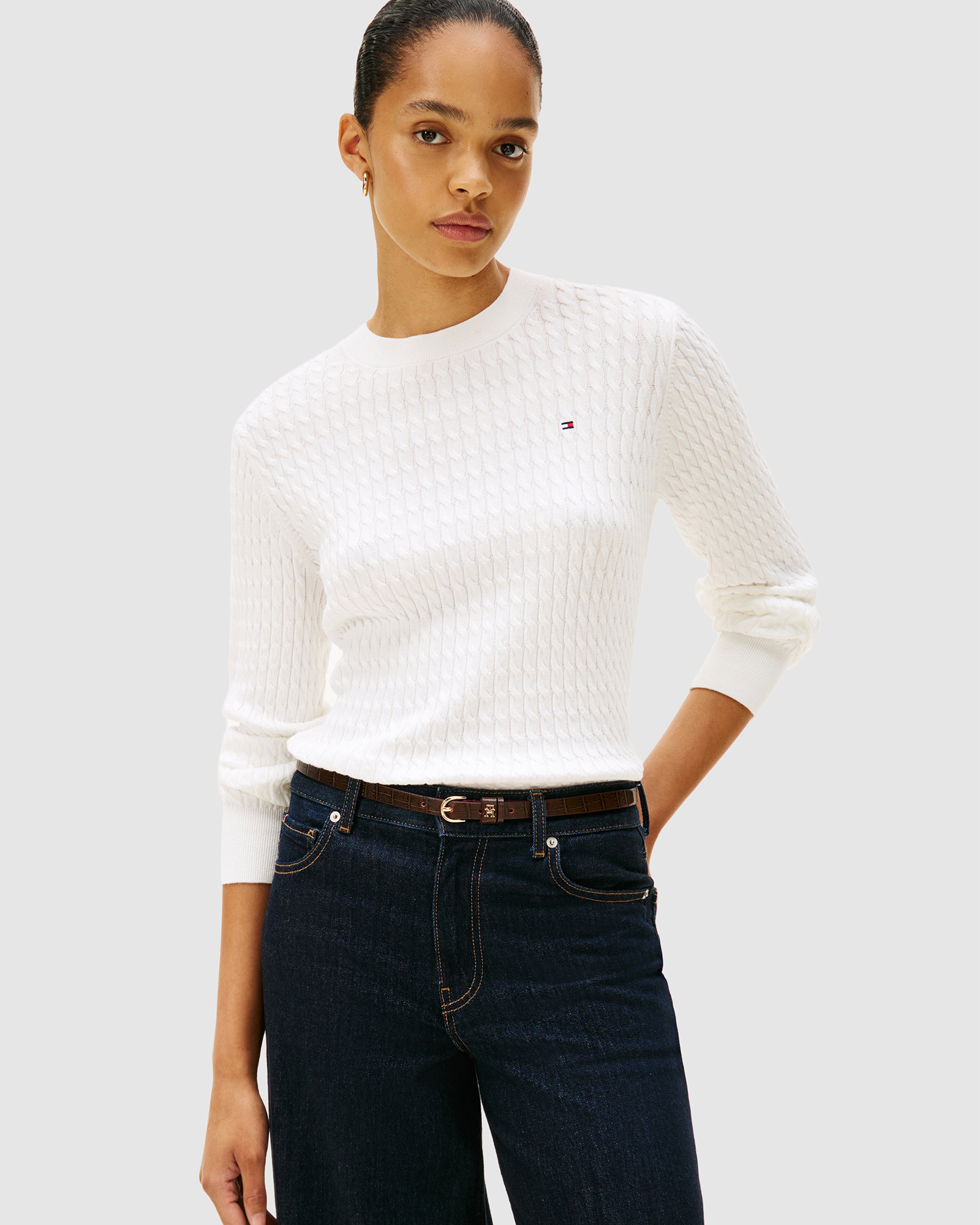 Fine Gauge Cable Knit Jumper