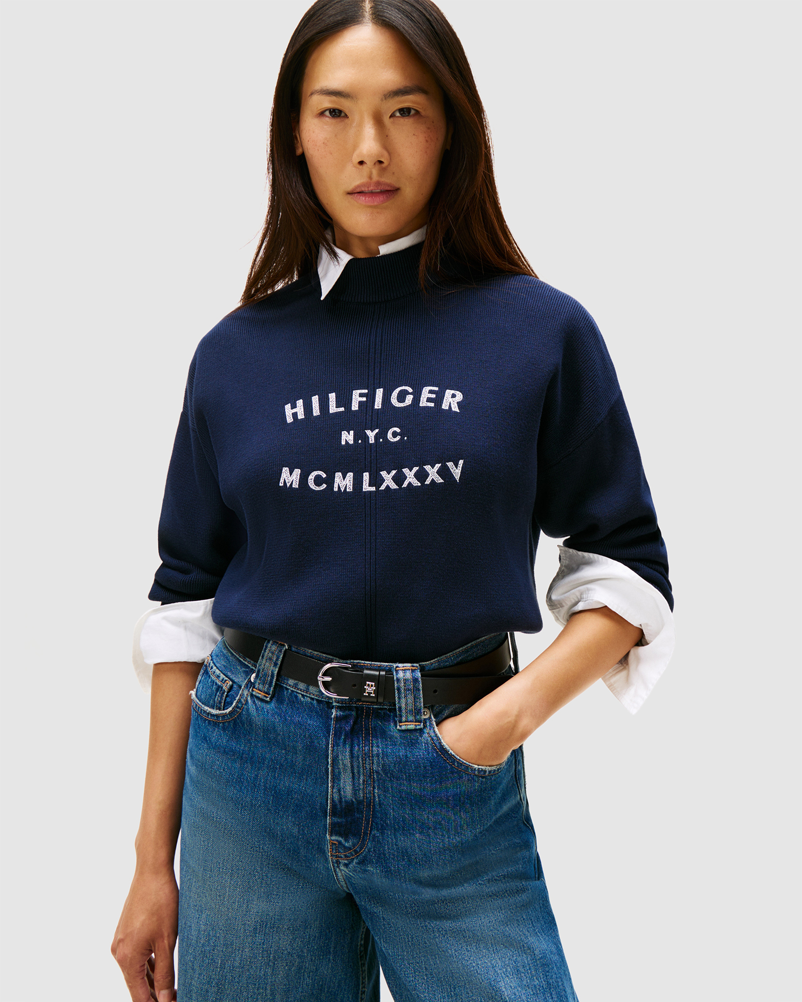 Graphic Mock Neck Sweater