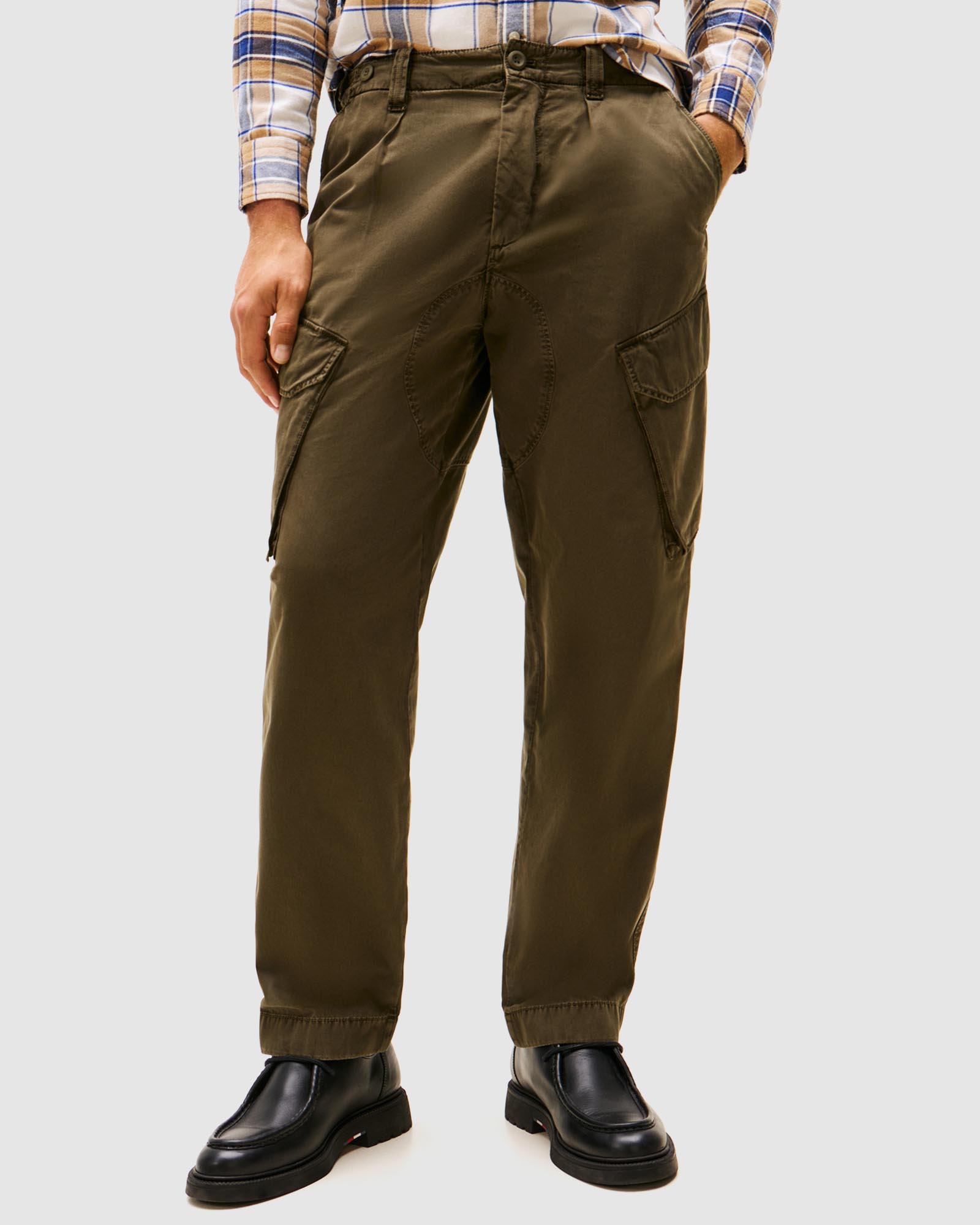 Straight Twill Cargo Trousers