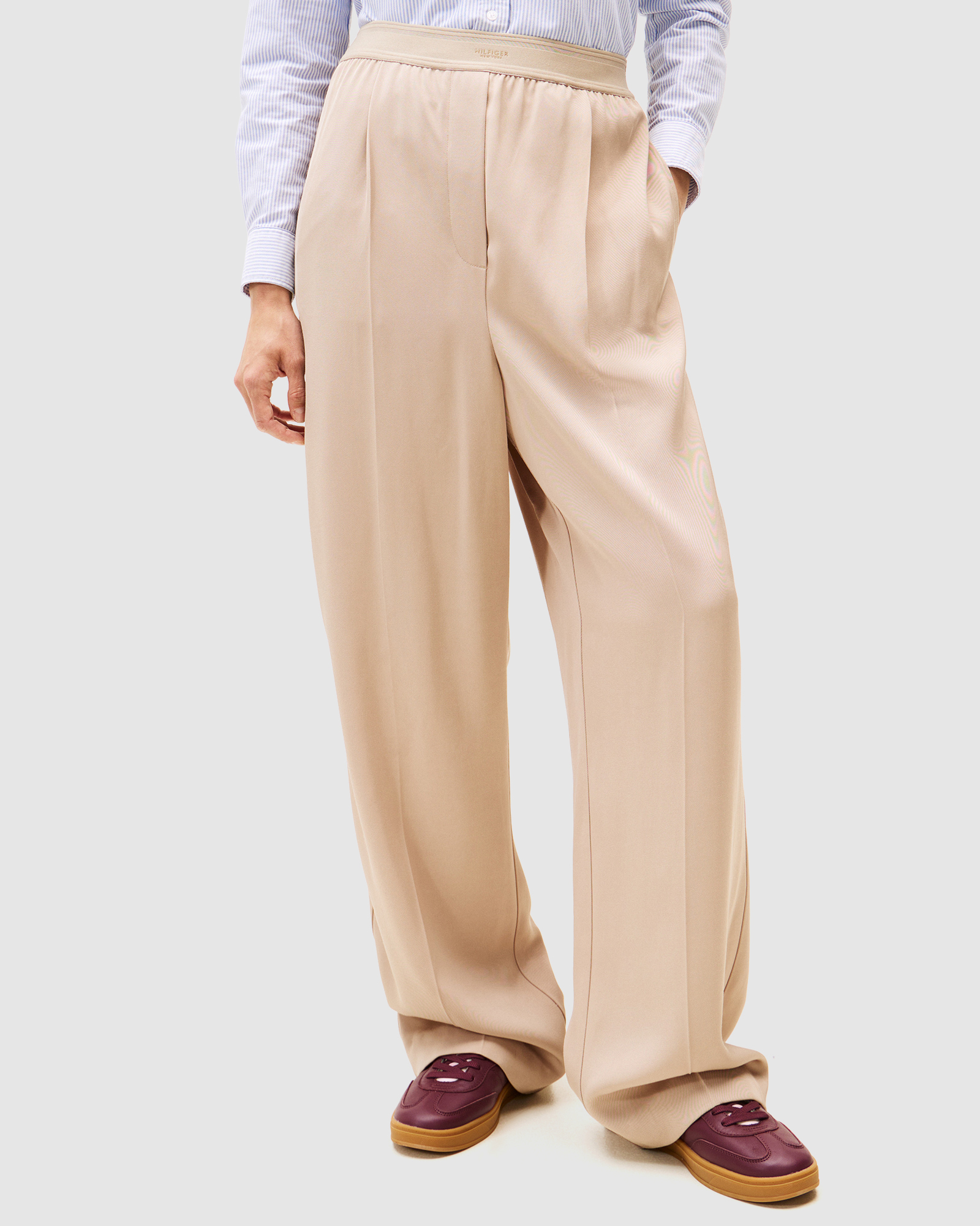 Vis Twill Pull On Wide Leg Pants