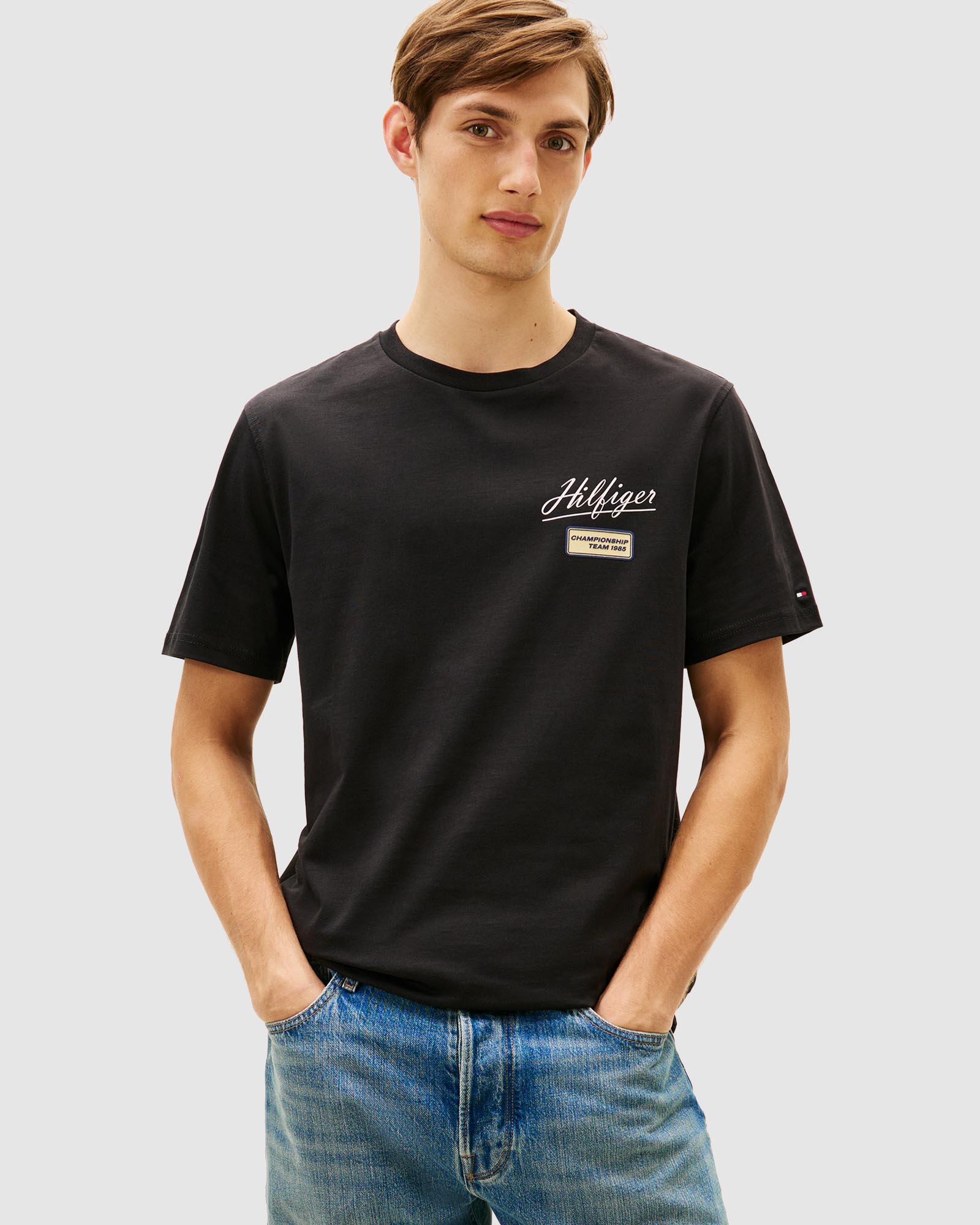 Textured Logo Crew Neck T-Shirt
