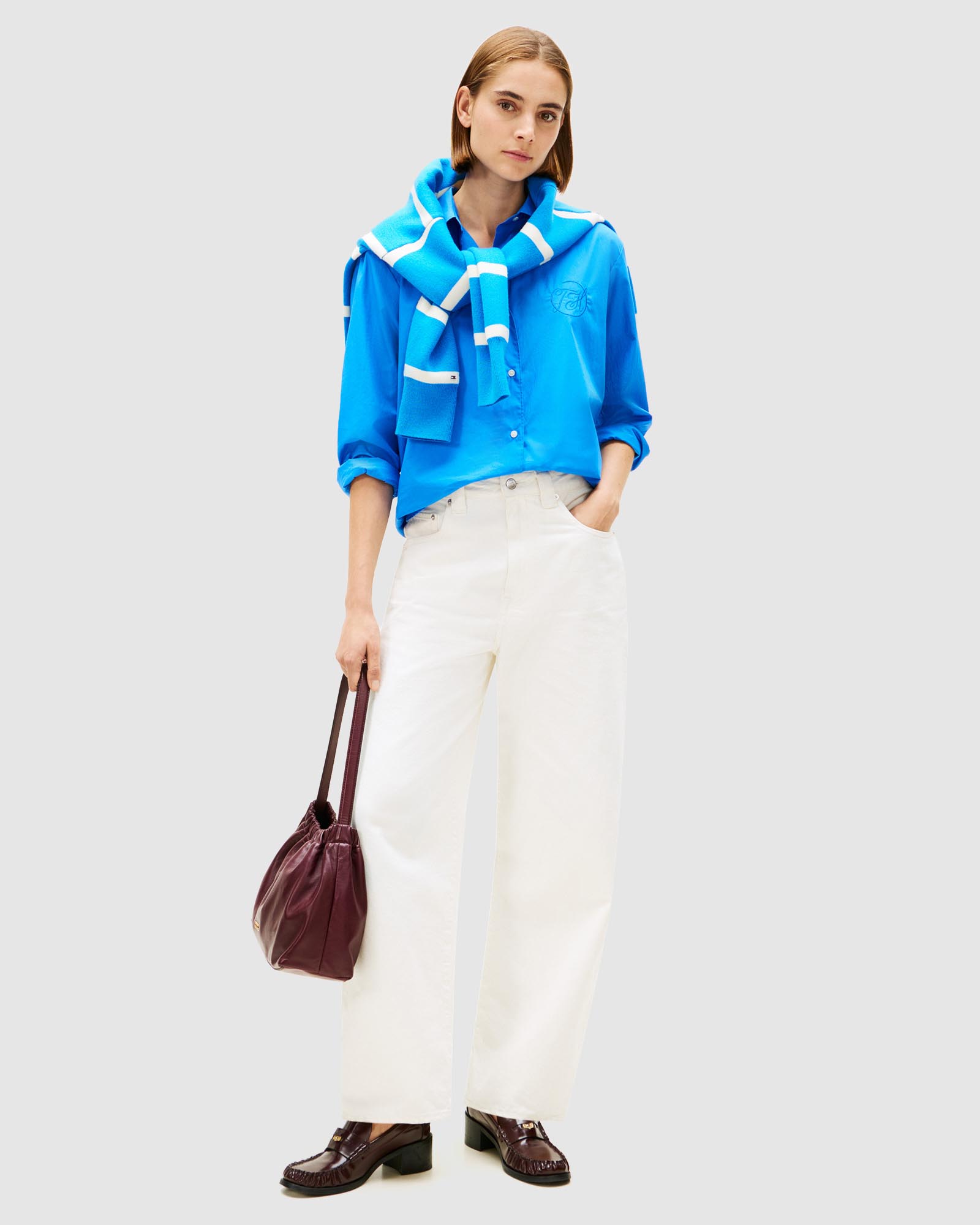 Oversized Fit Logo Embroidery Shirt