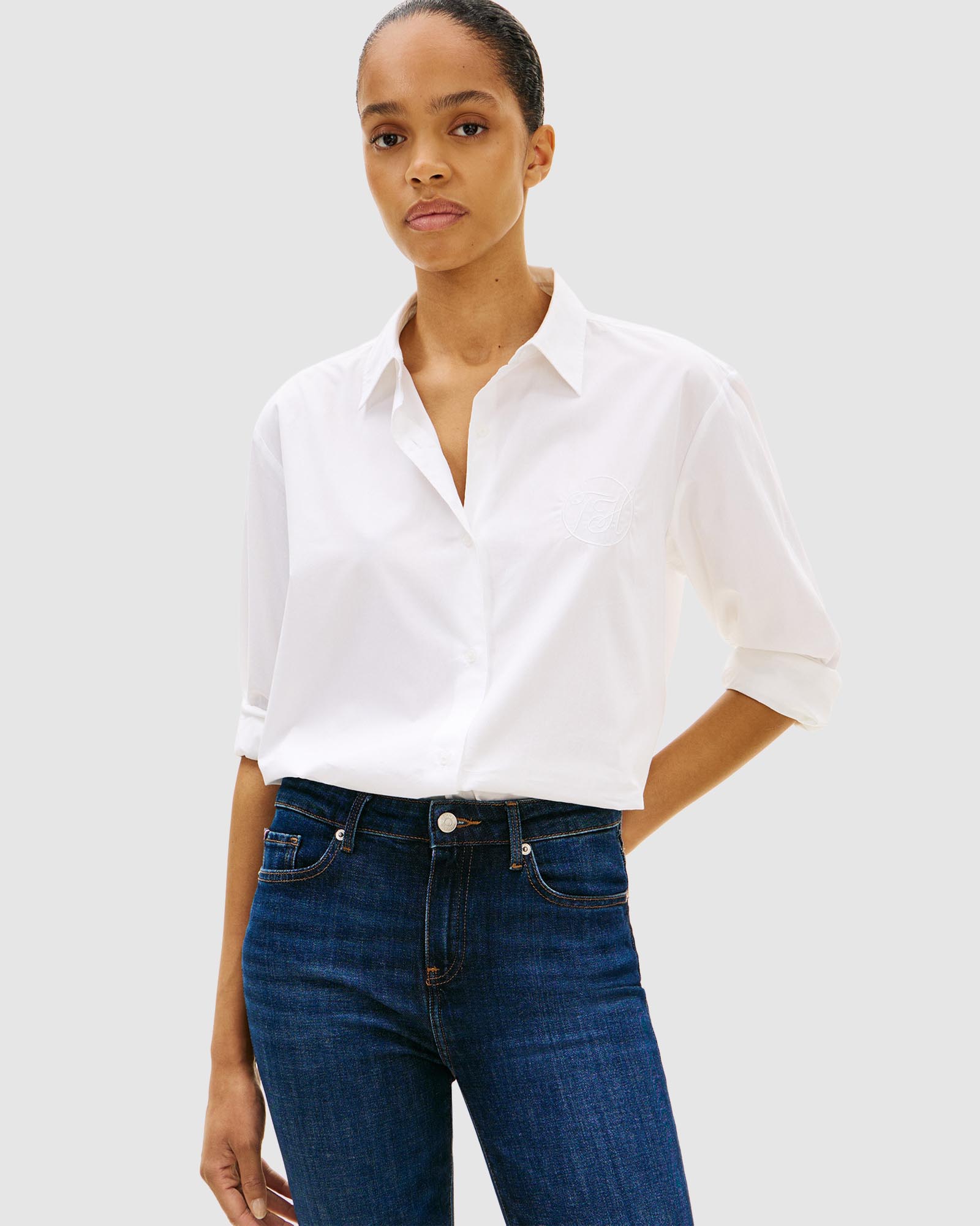 Oversized Fit Logo Embroidery Shirt