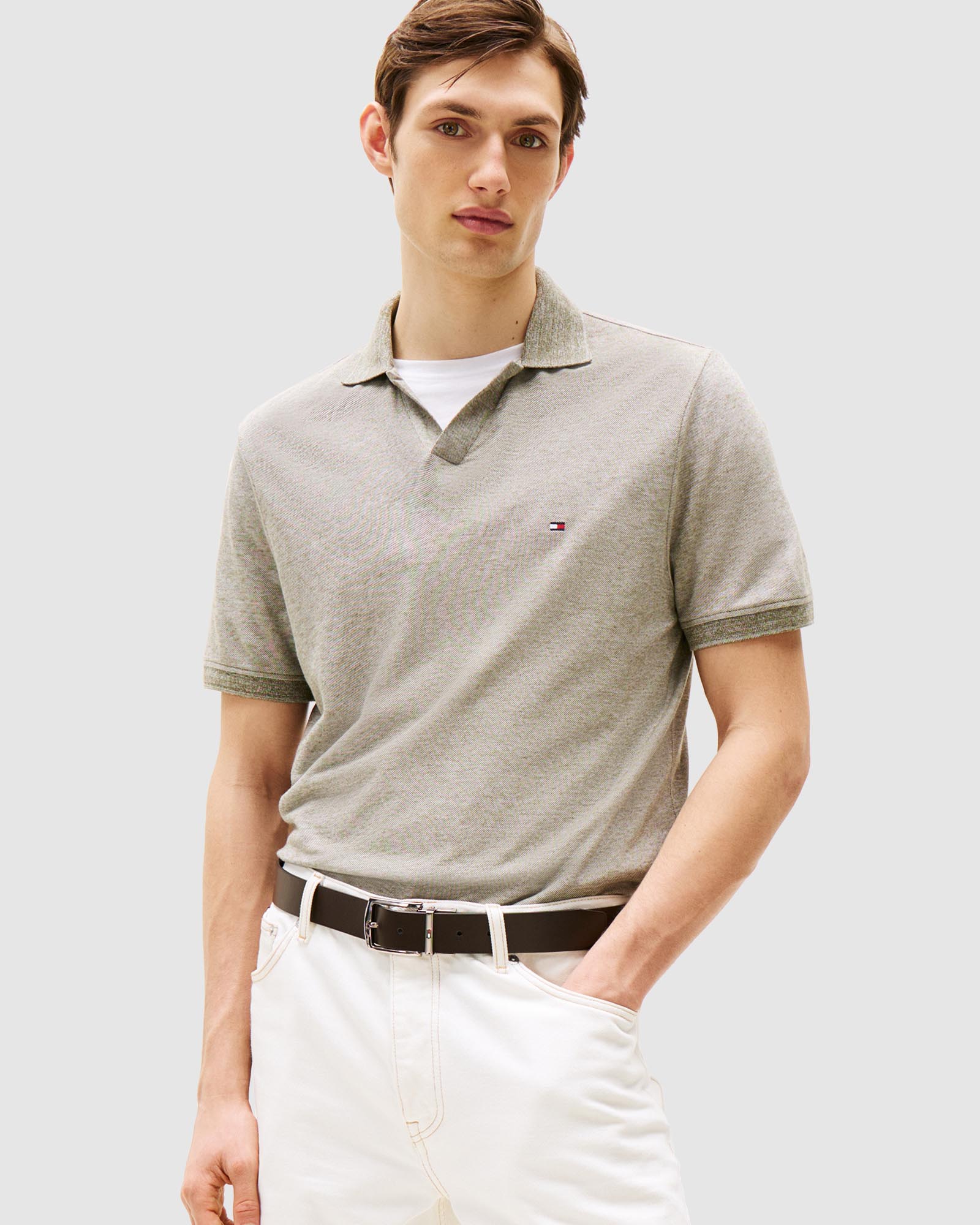 Regular Fit Polo Shirt With Linen