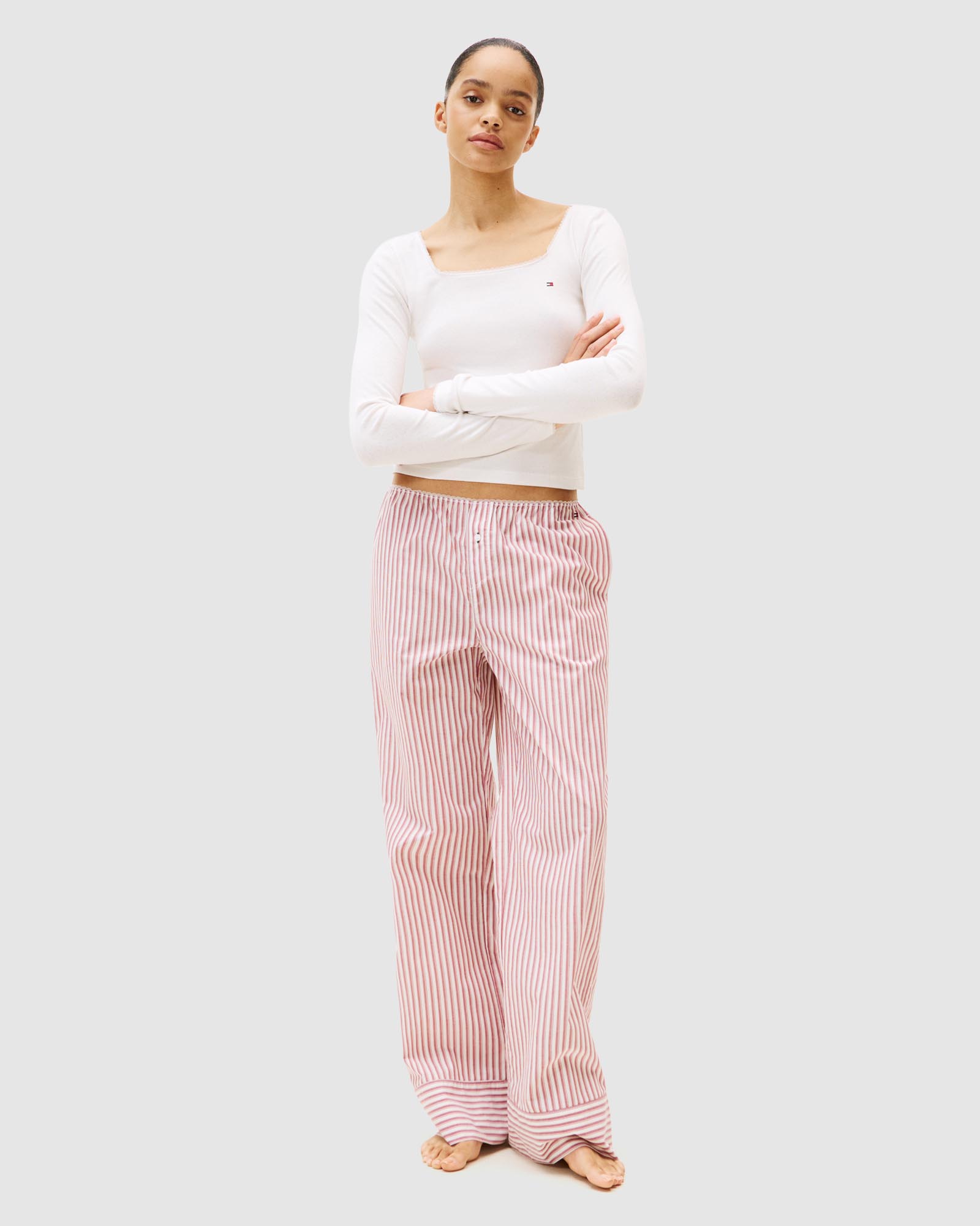 Longsleeve Tee Pointelle Poplin PJ Set - Iconic Exclusive
