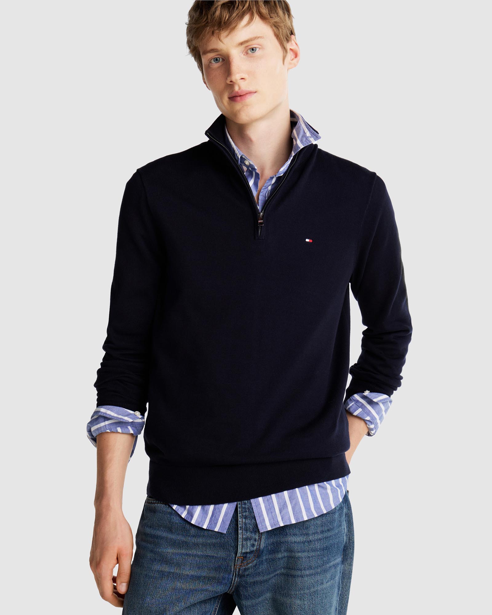 Half-Zip Mock Turtleneck Jumper