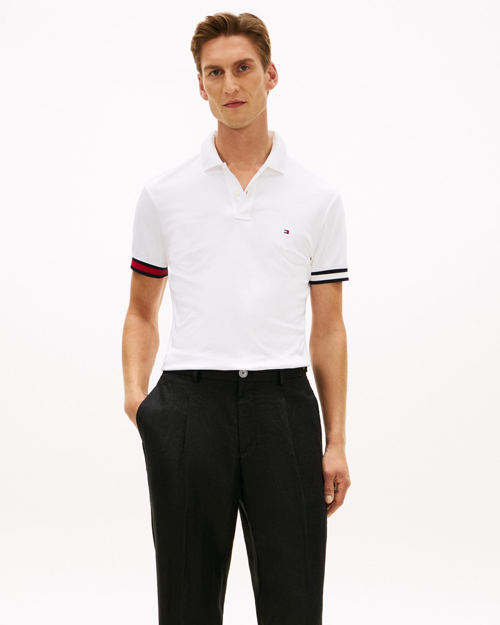 Slim Fit Interlock Knit Tipped Polo Shirt