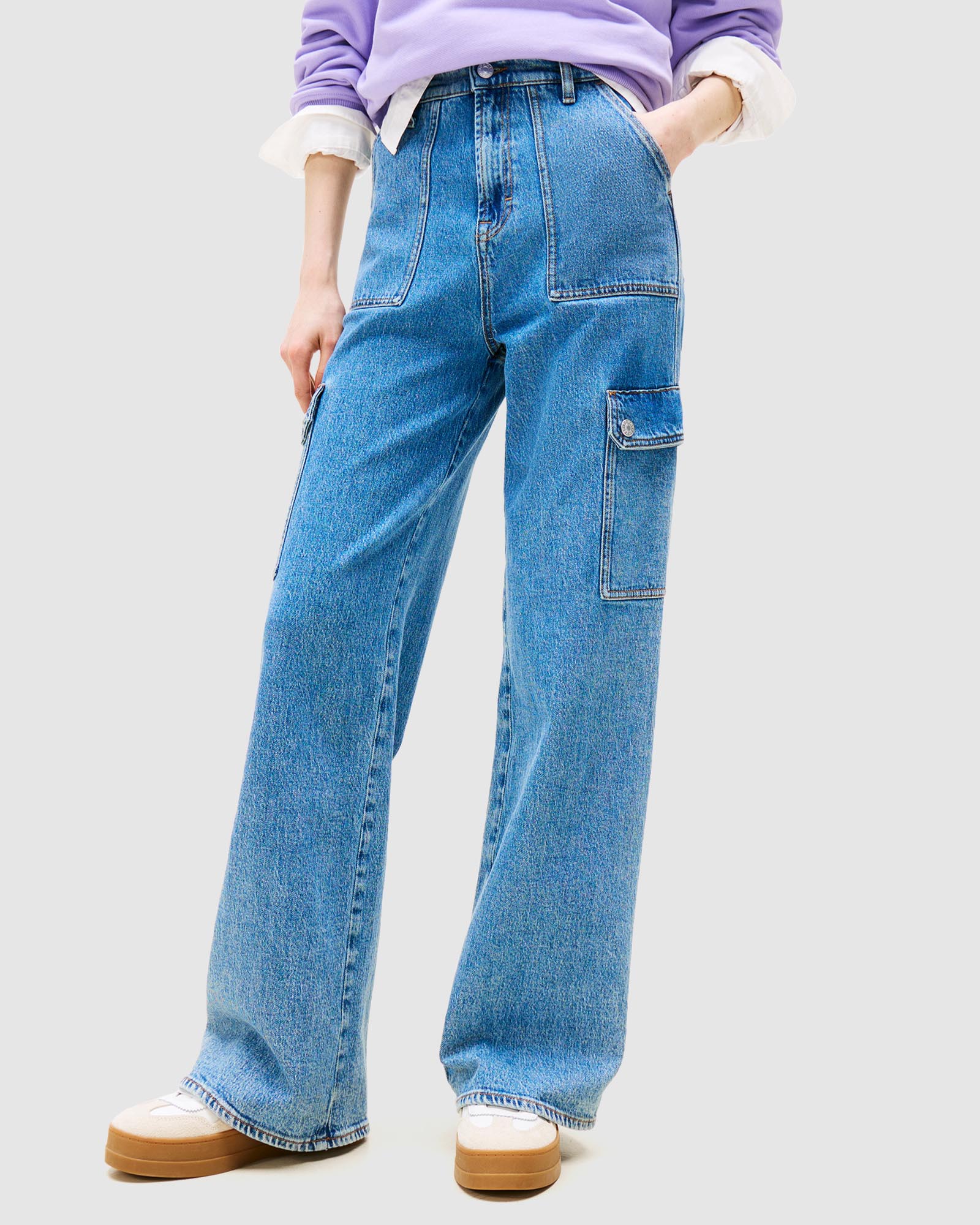 Claire High Rise Wide Cargo Jeans