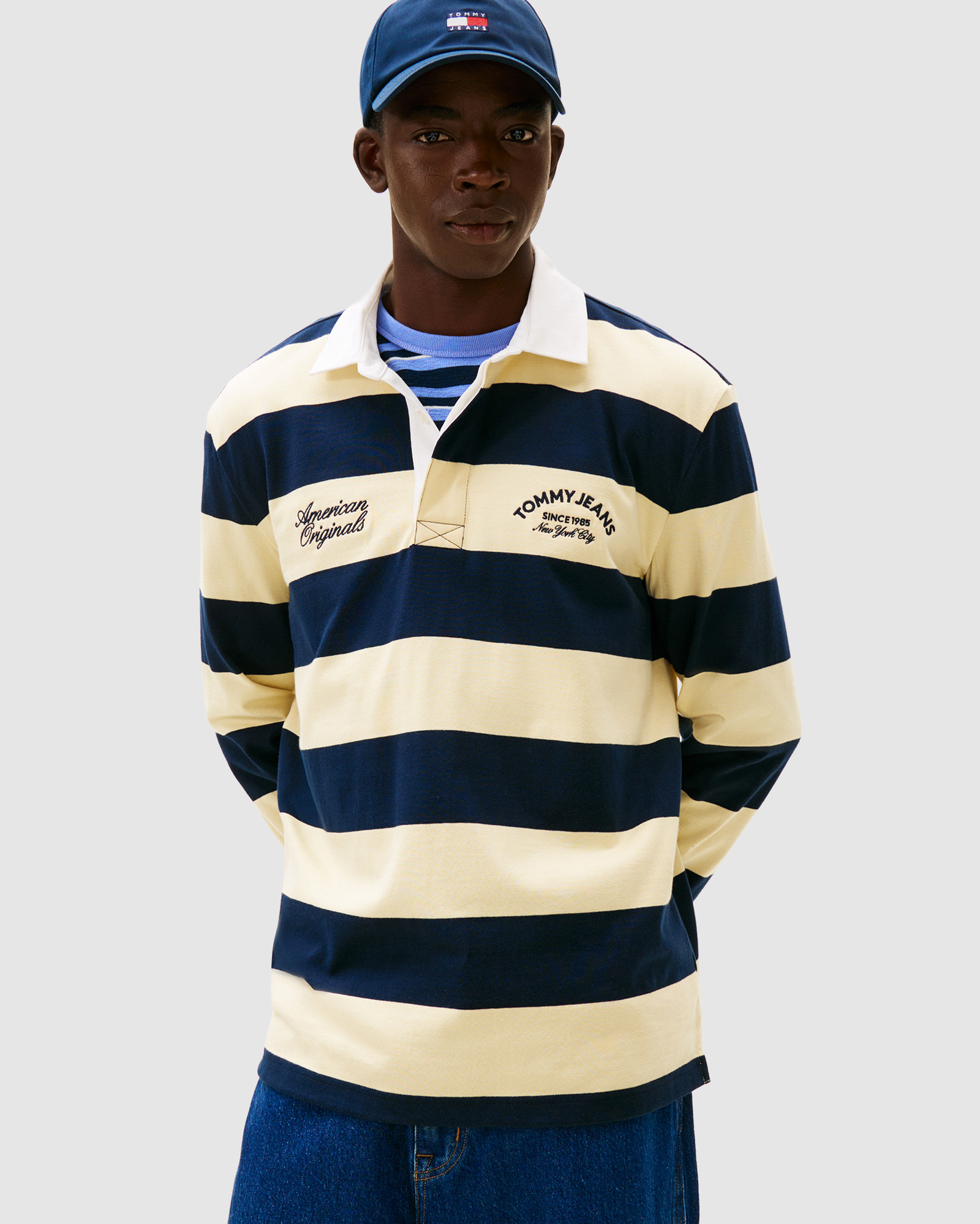 Relaxed Stripe Graphic Rugby Polo