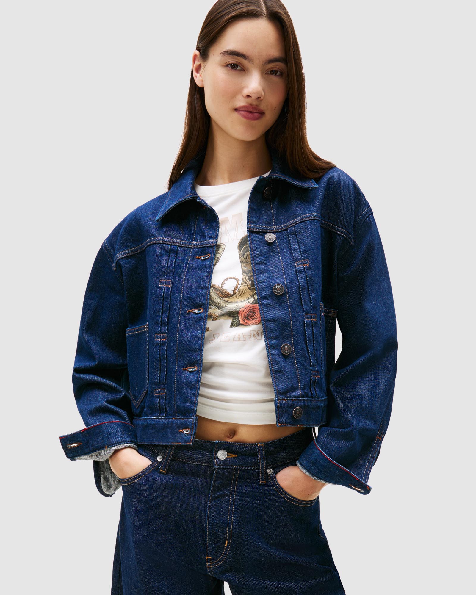 Pleated Trucker Jacket