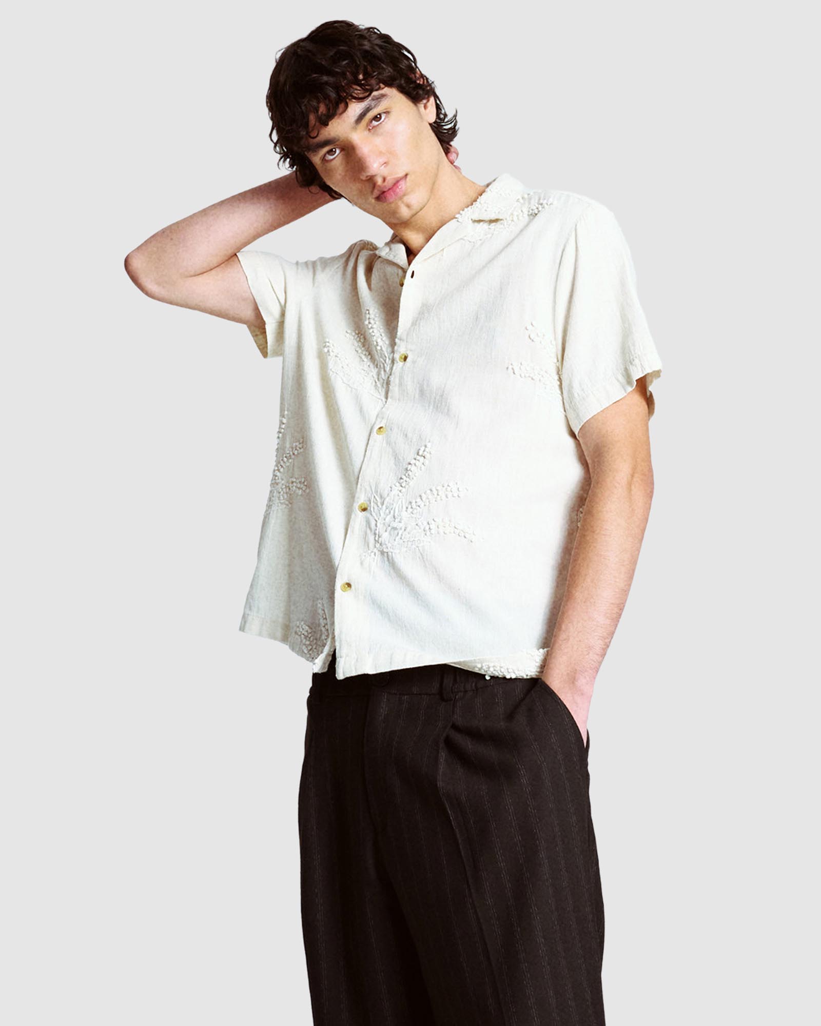 Short Sleeve Hand Embroidered Shirt