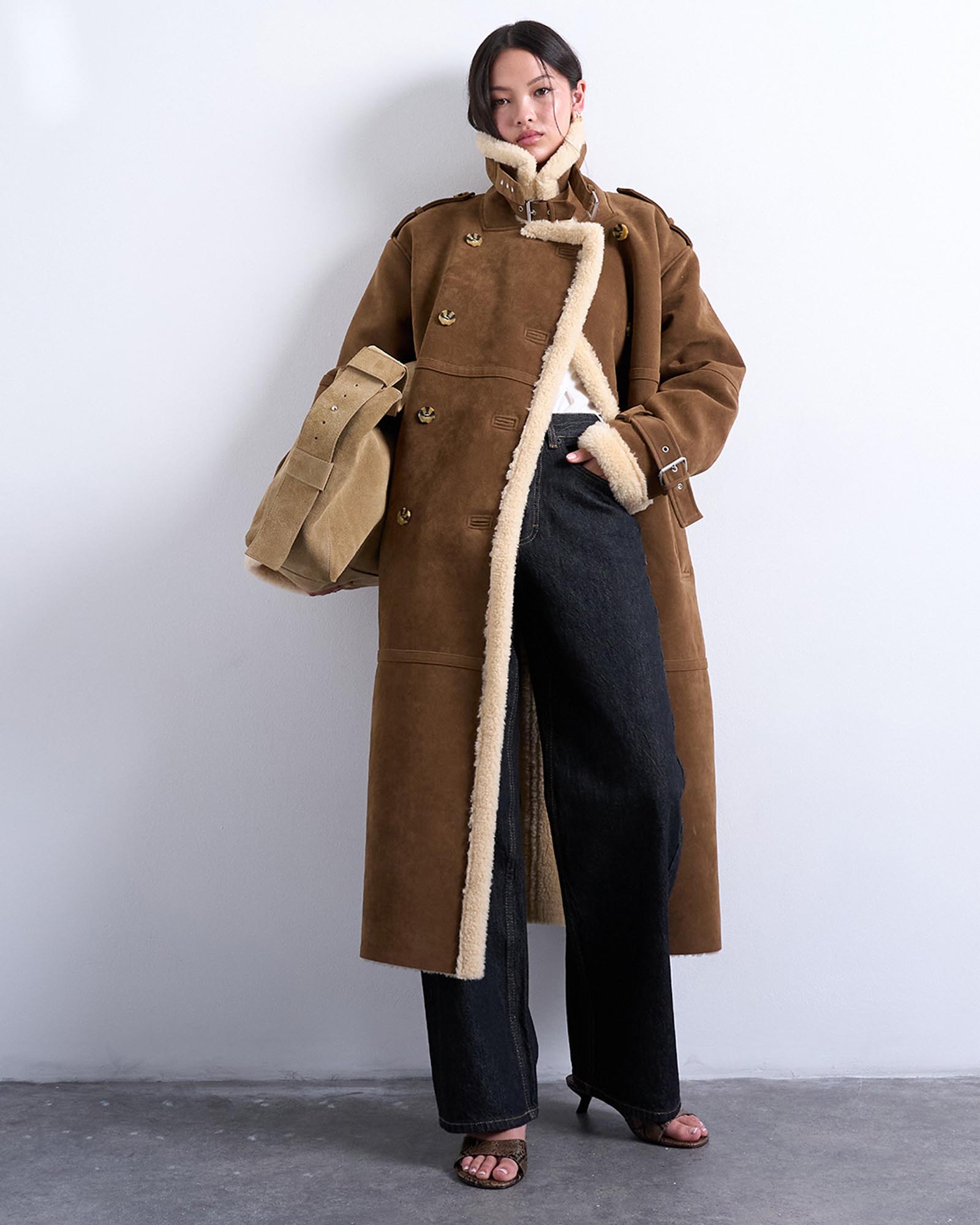 Longline Funnel Aviator Shearling