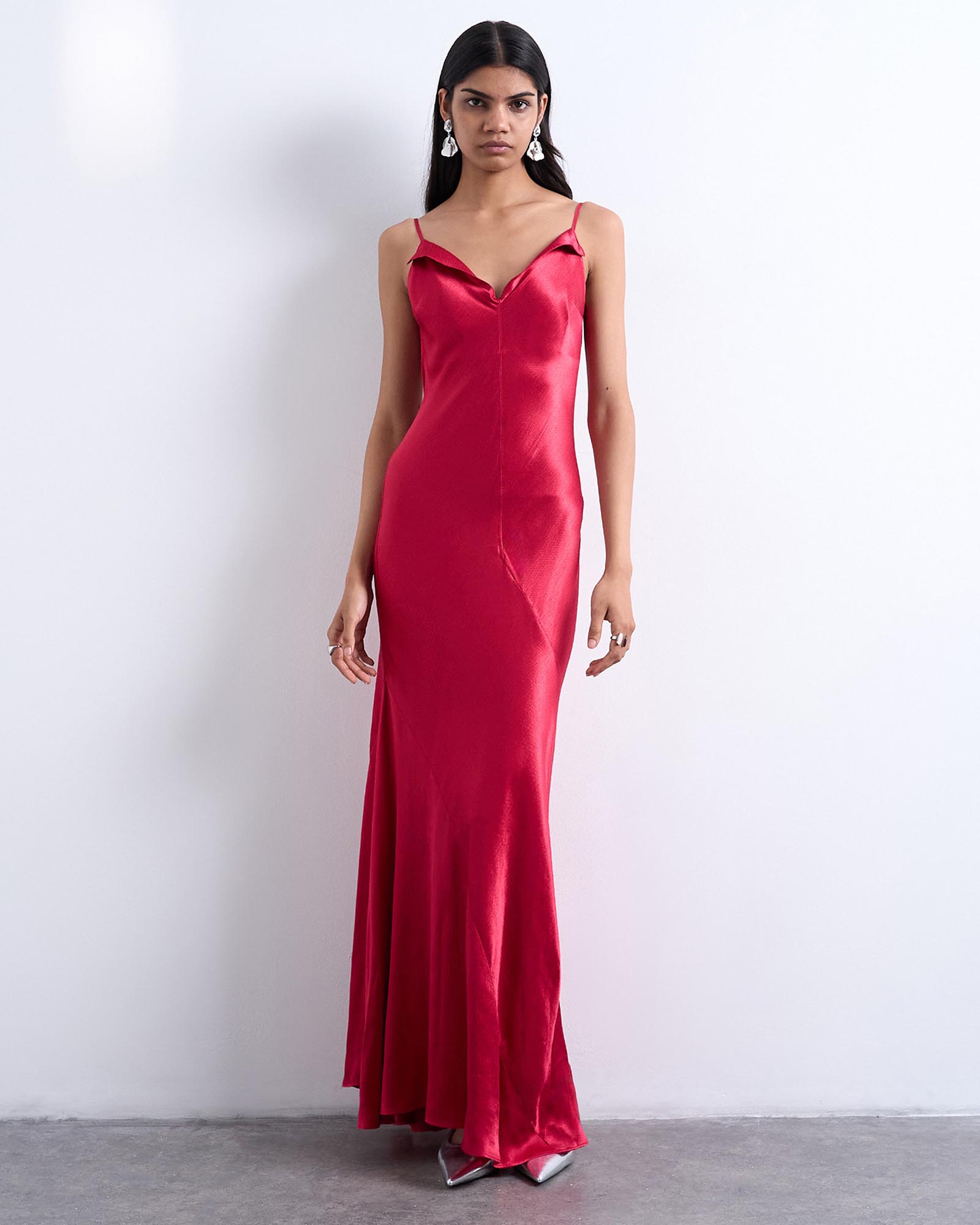 Folded Edge Satin Cami Slip Maxi