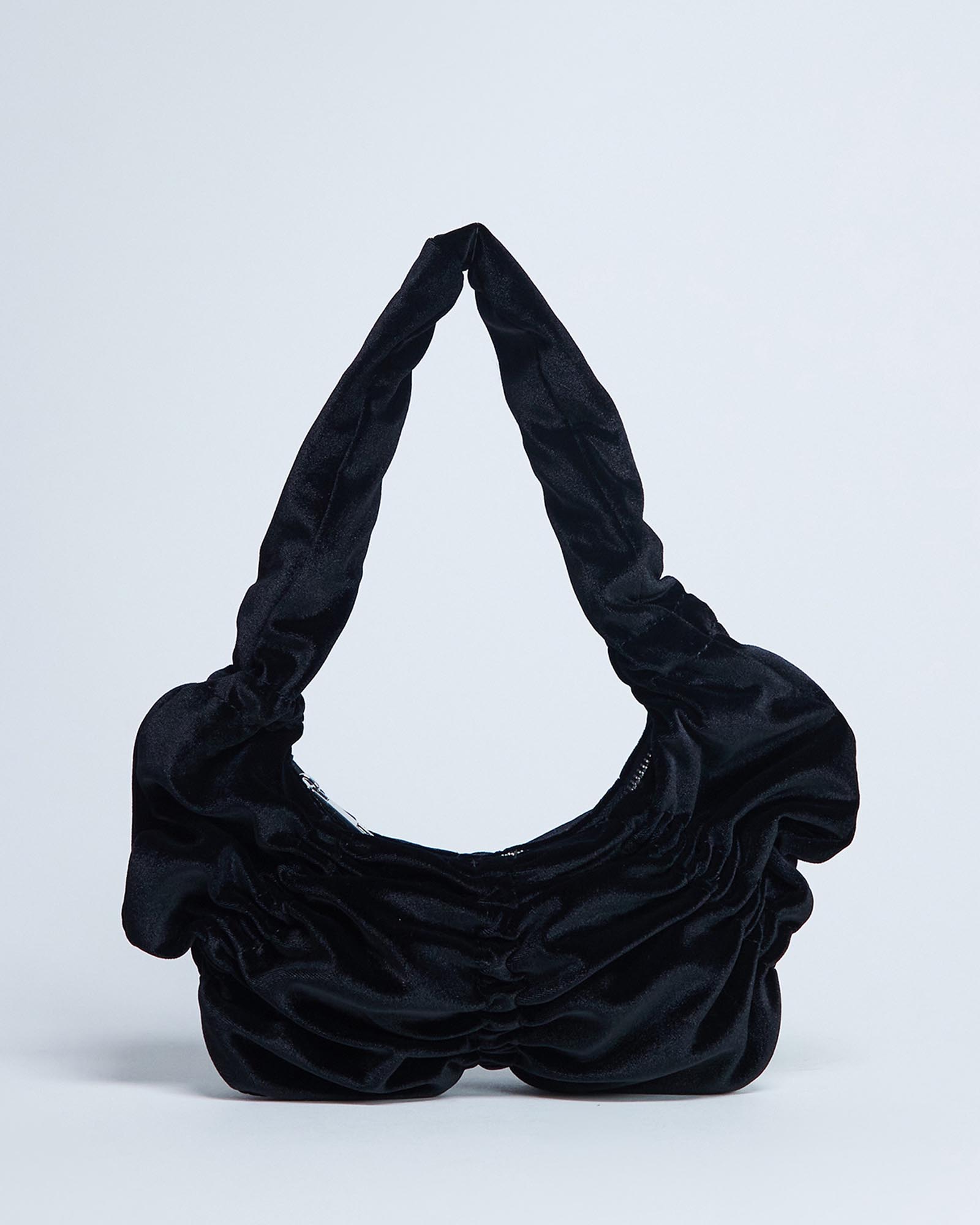 Sapphire Ruched Velvet Shoulder Bag