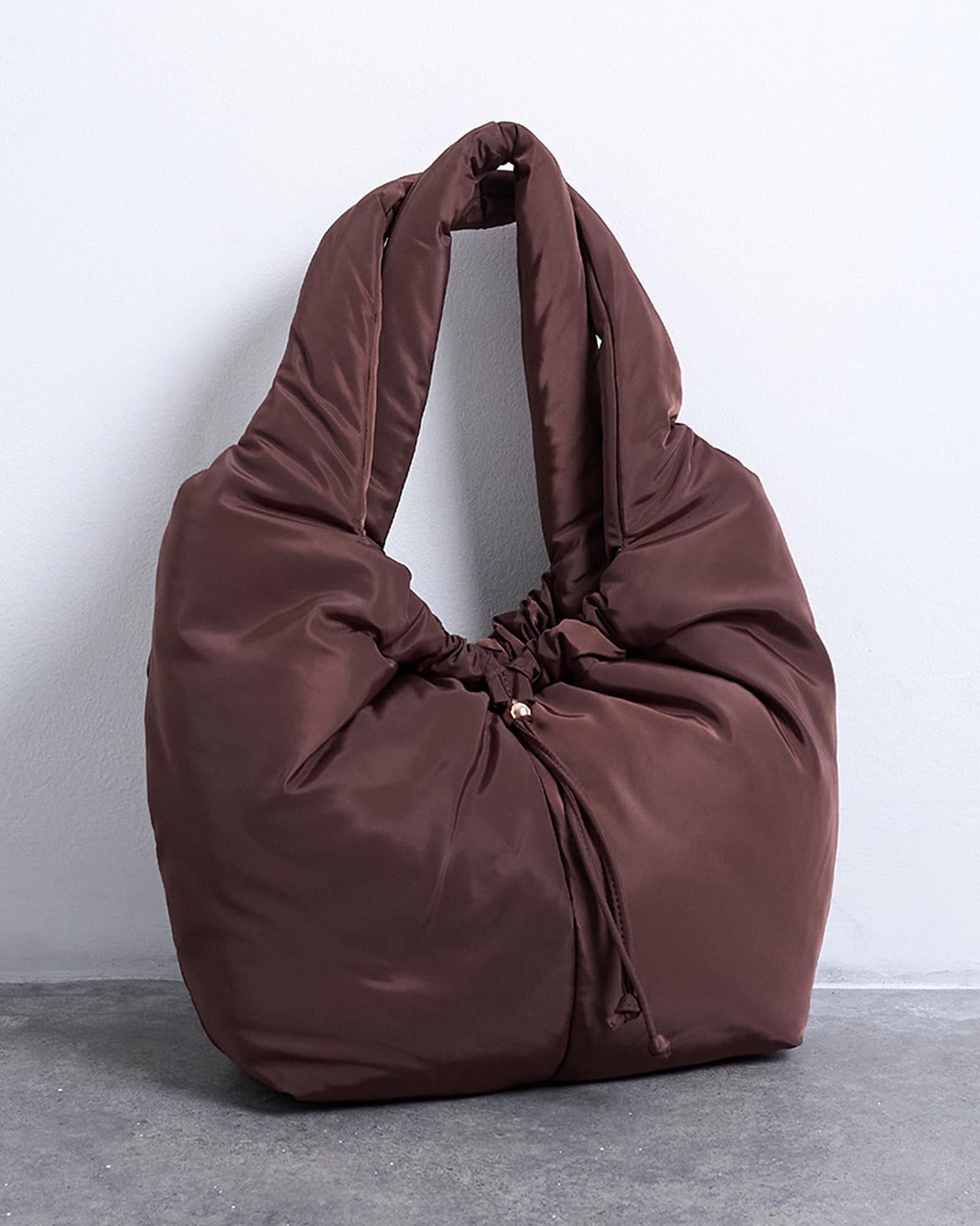 Sia Ruched Nylon Shoulder Bag