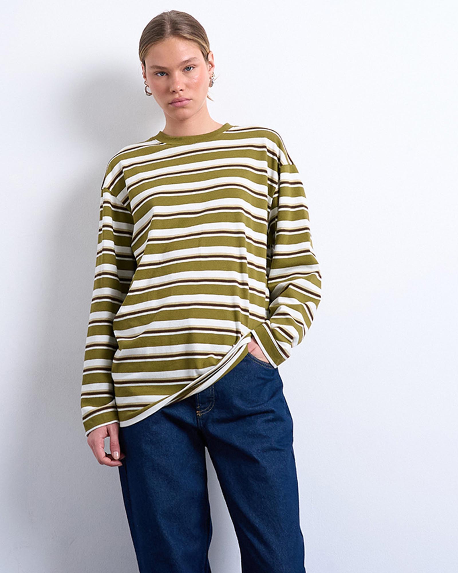 Stripe Long Sleeve Slouchy Skater Tee