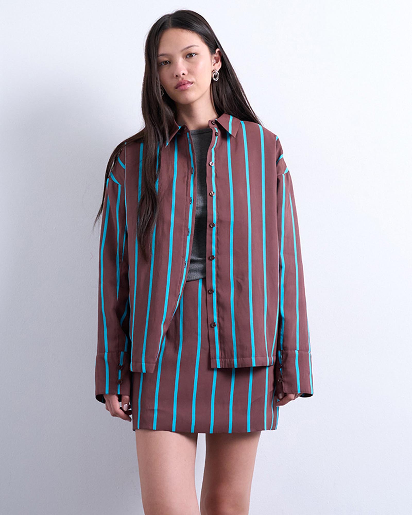 Co-ord Quilted Oversized Stripe Shirt