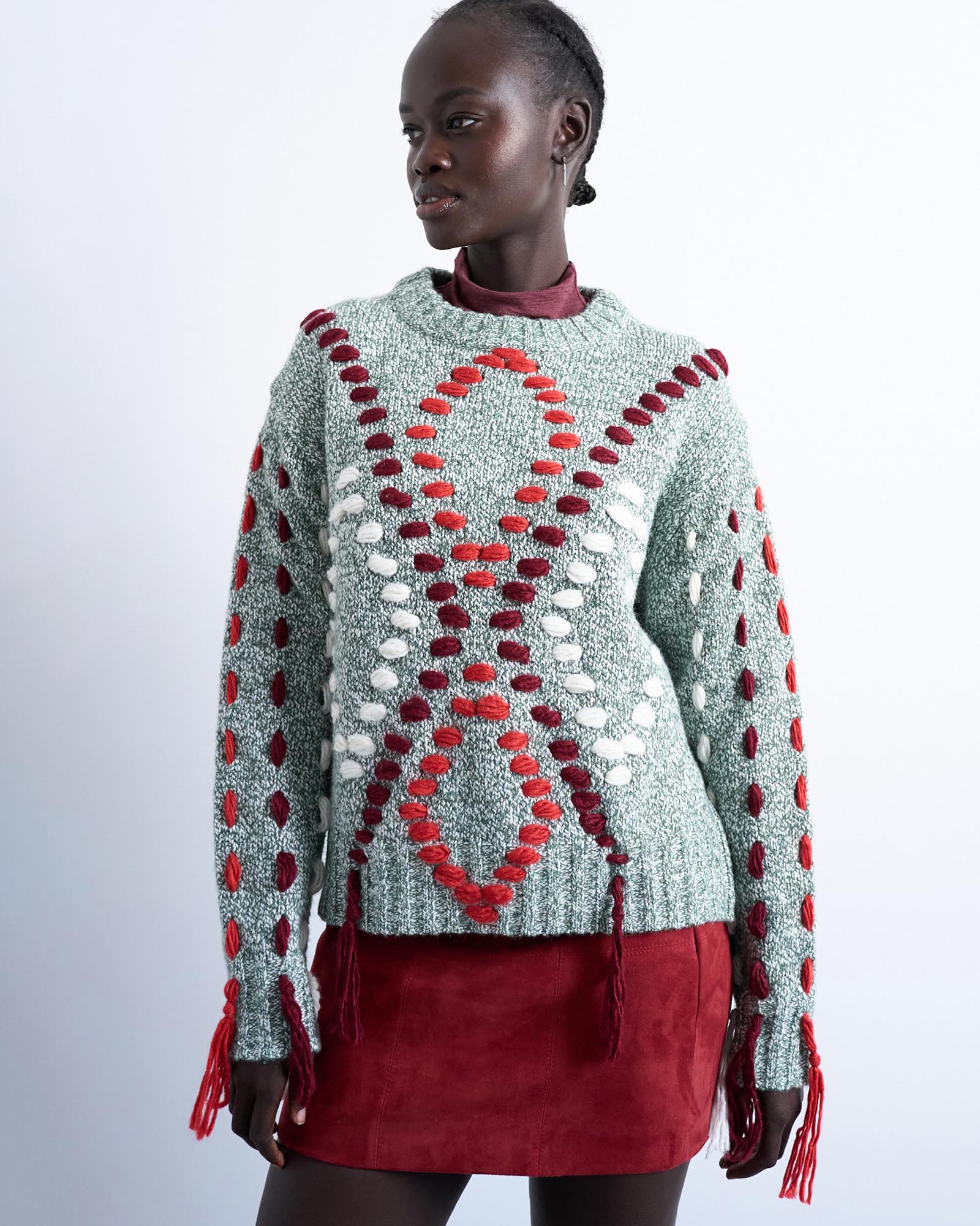 Knitted Argyle Embroidered Jumper