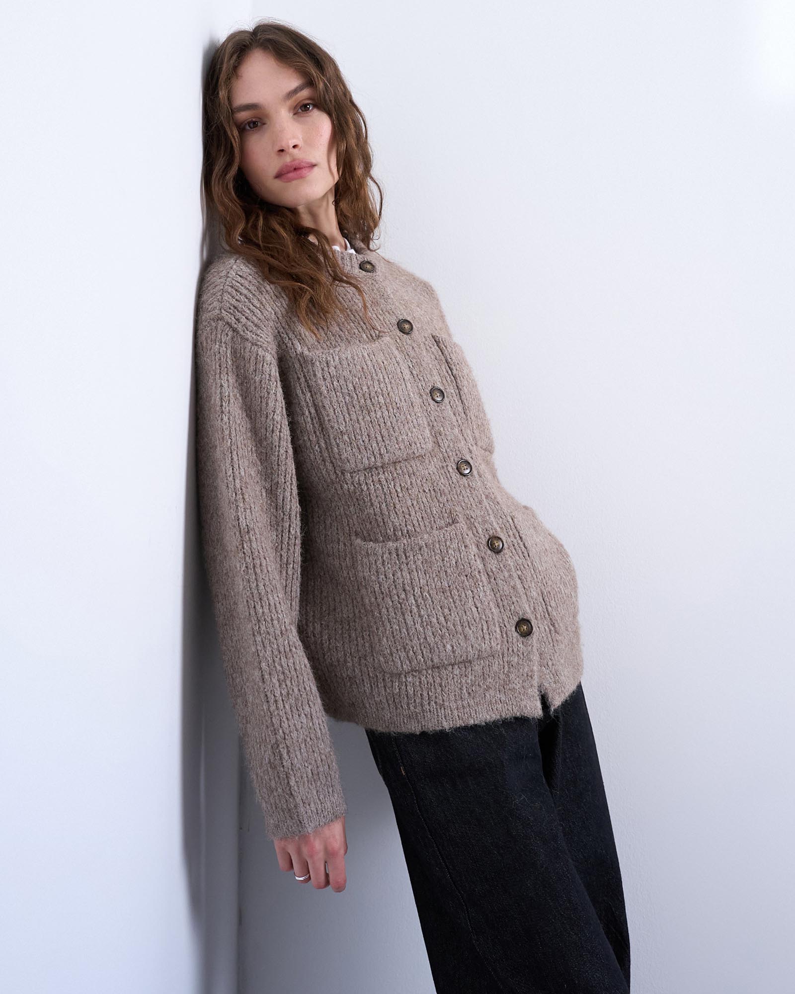 Topshop Knitted Double Pocket Jacket