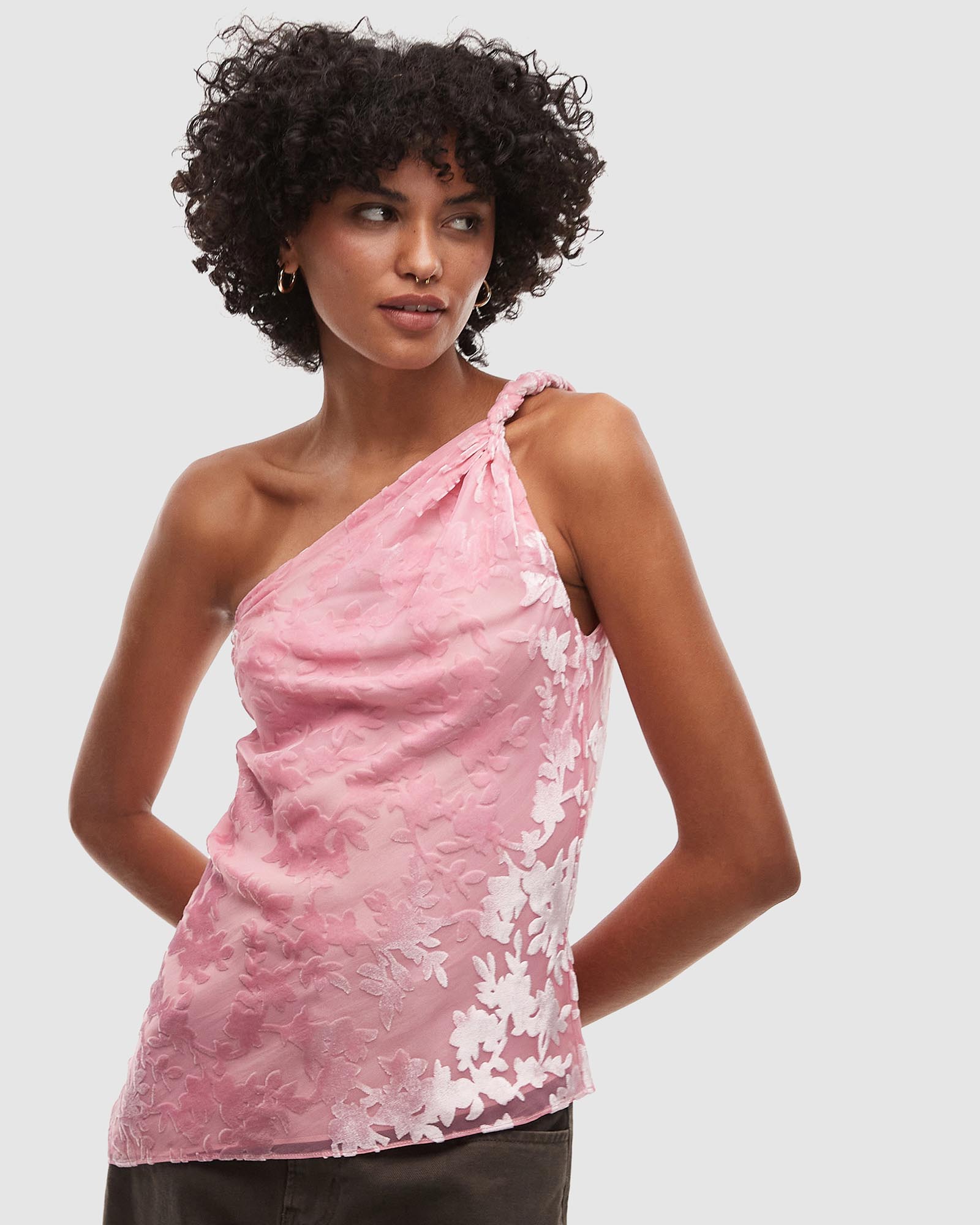 One-Shoulder Twist Sleeveless Top