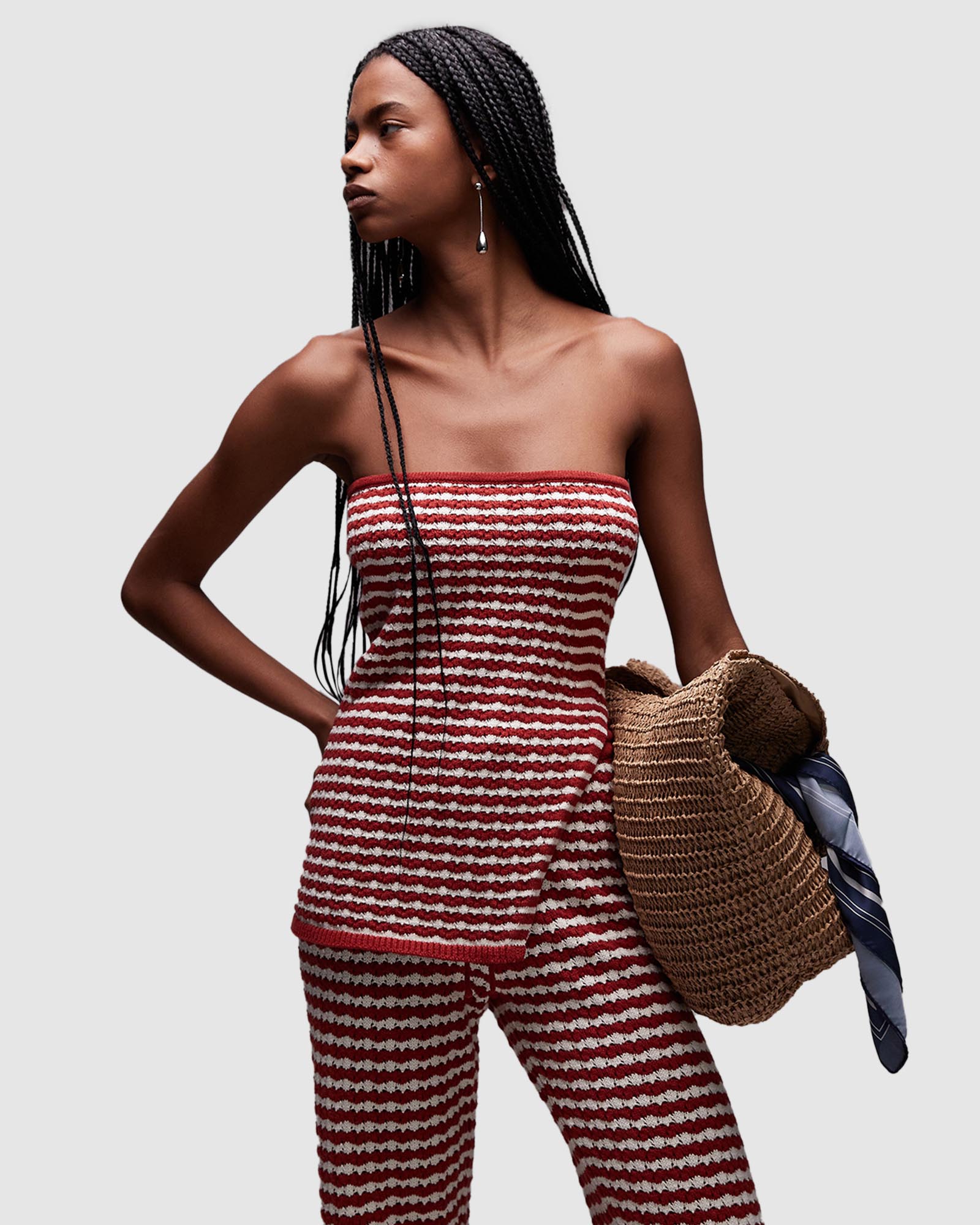 Knitted Stripe Bandeau Co-ord