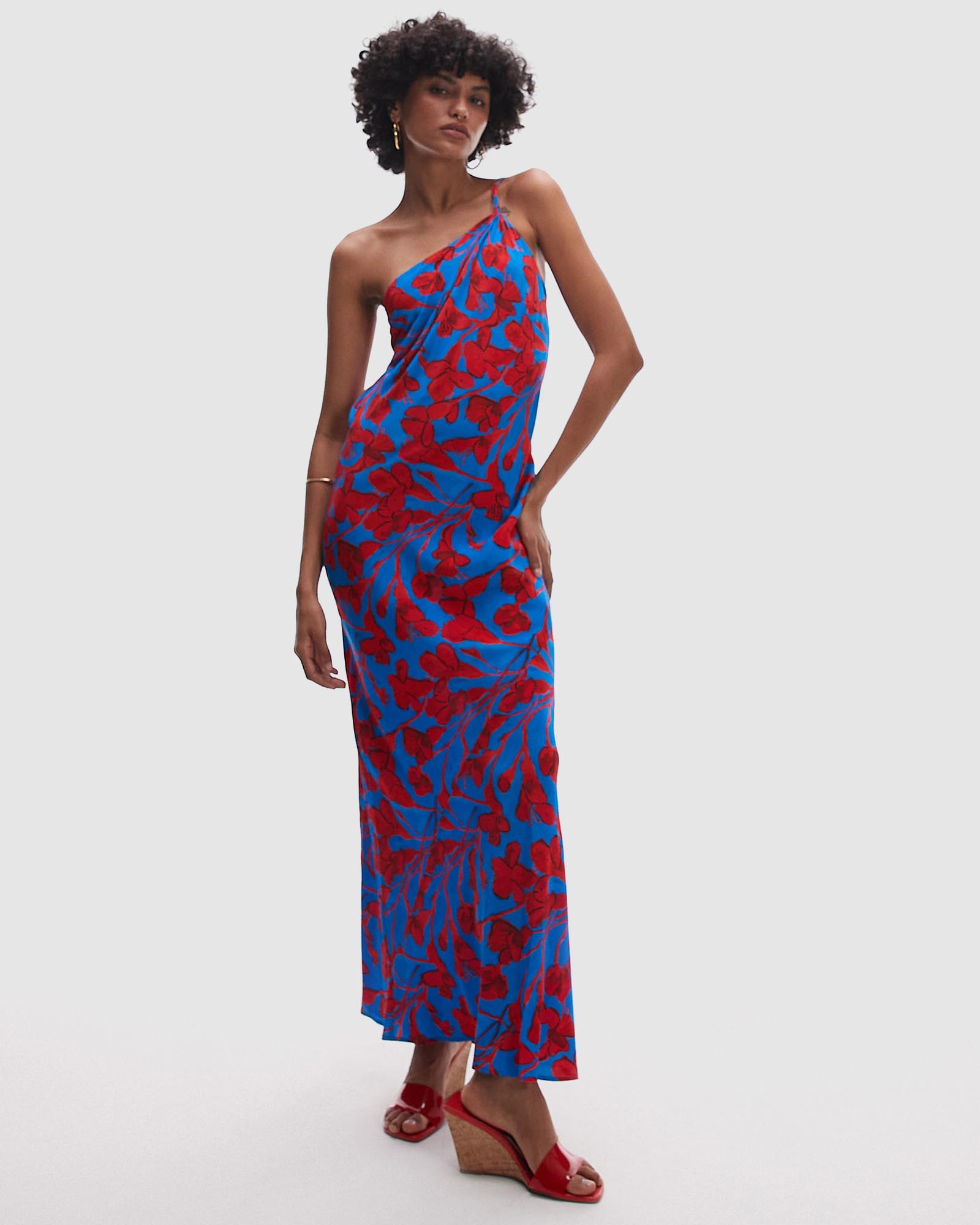 Asymmetric One Shoulder Open Back Midi Occasion Dress