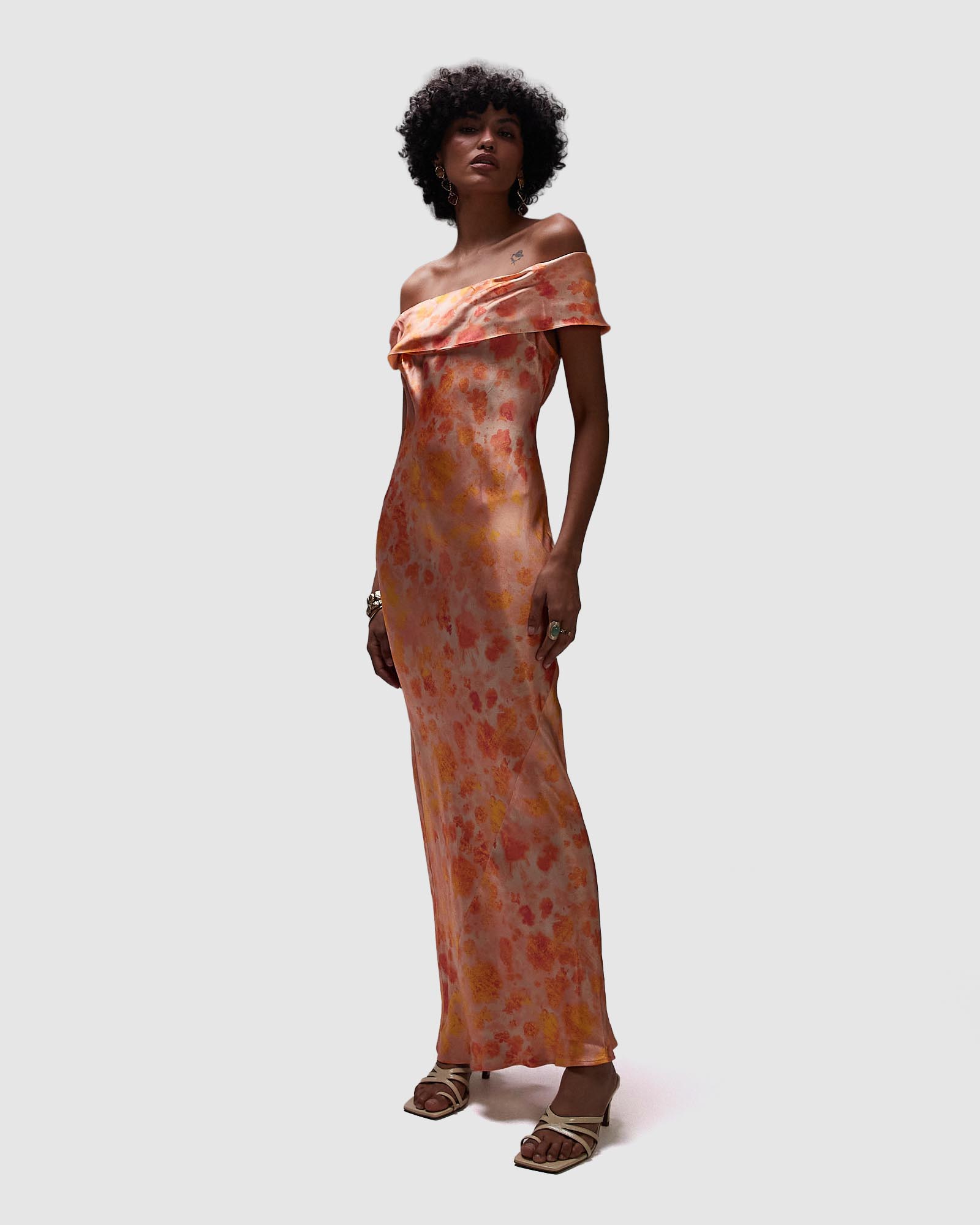 Drape Shoulder Maxi Occasion Dress