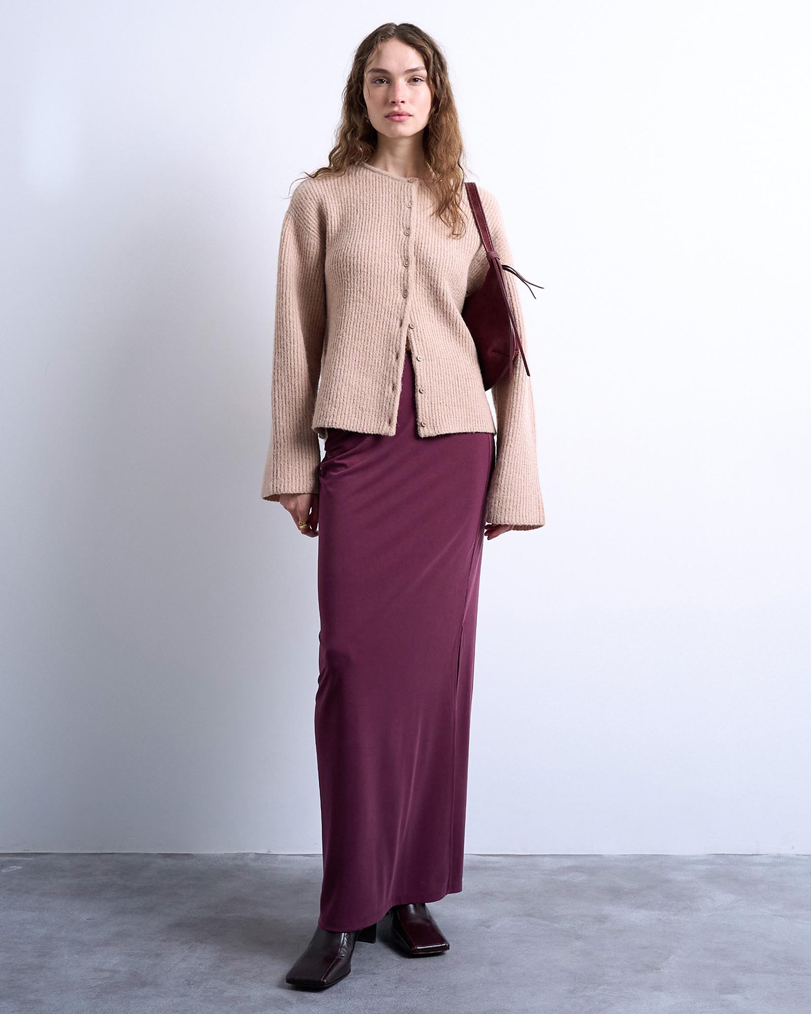 Curpo Ruched Maxi Skirt With Hitch Side Detail