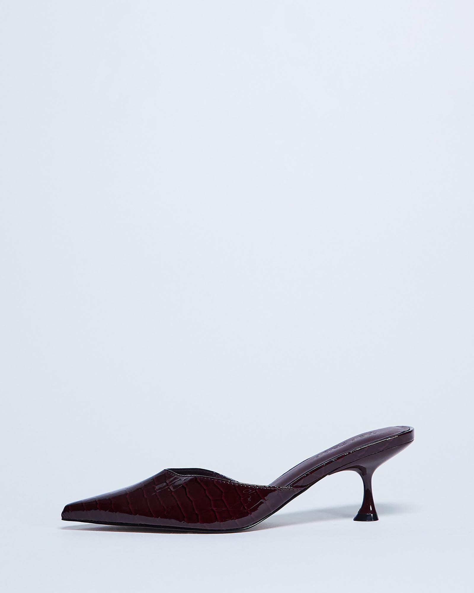 Ivette Croc Patent Close Toe Mules