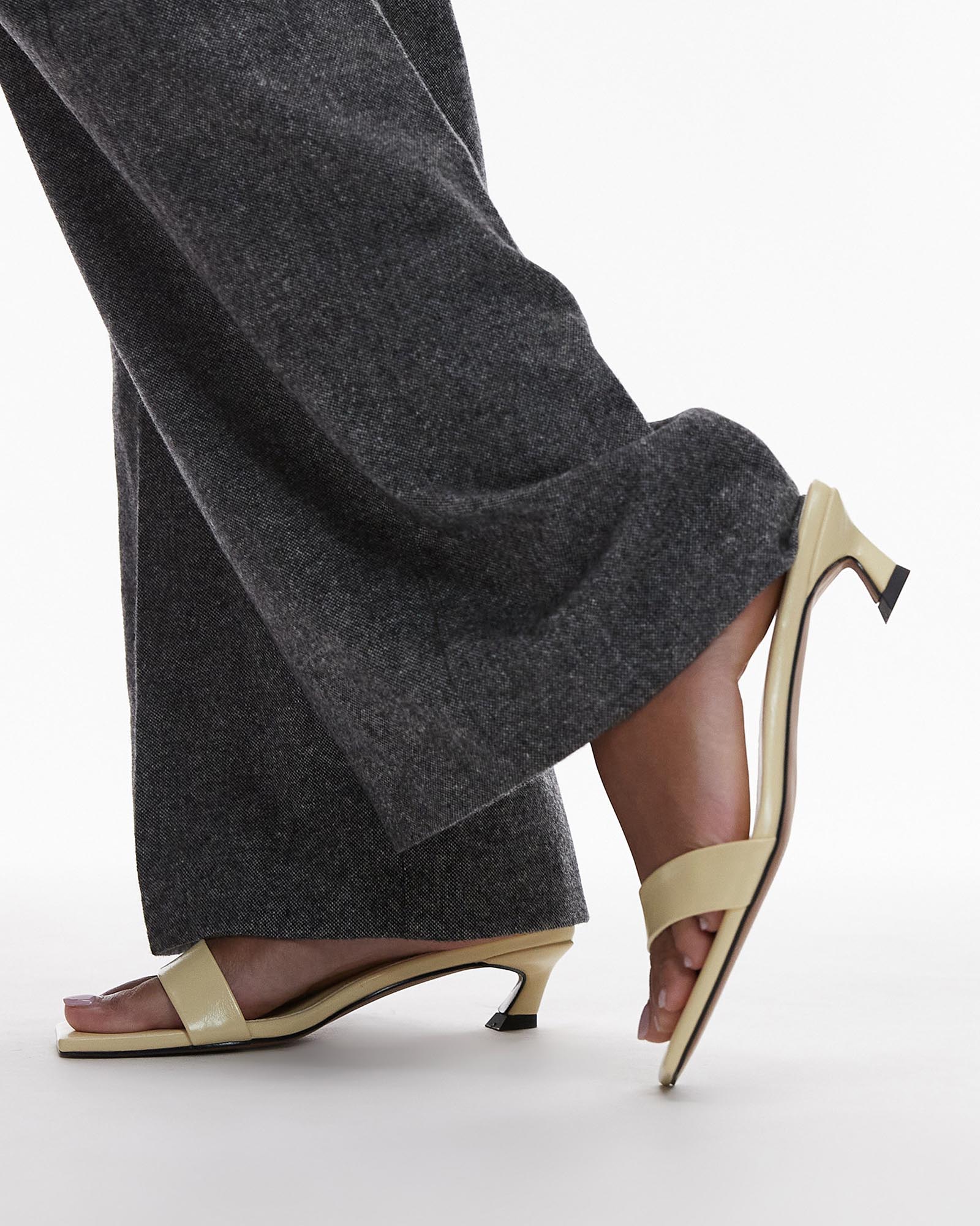 Inga Square Toe Slip On Mid Heeled Sandals
