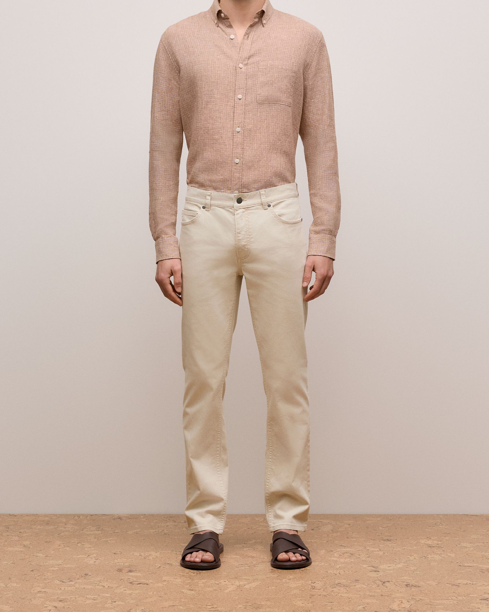 Cotton Garment Dyed Twill Pant in Stone