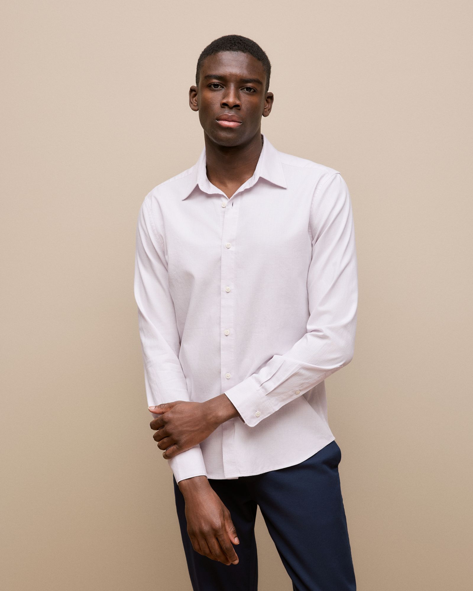 Tailored Fit Puppytooth Check Shirt in Orchid