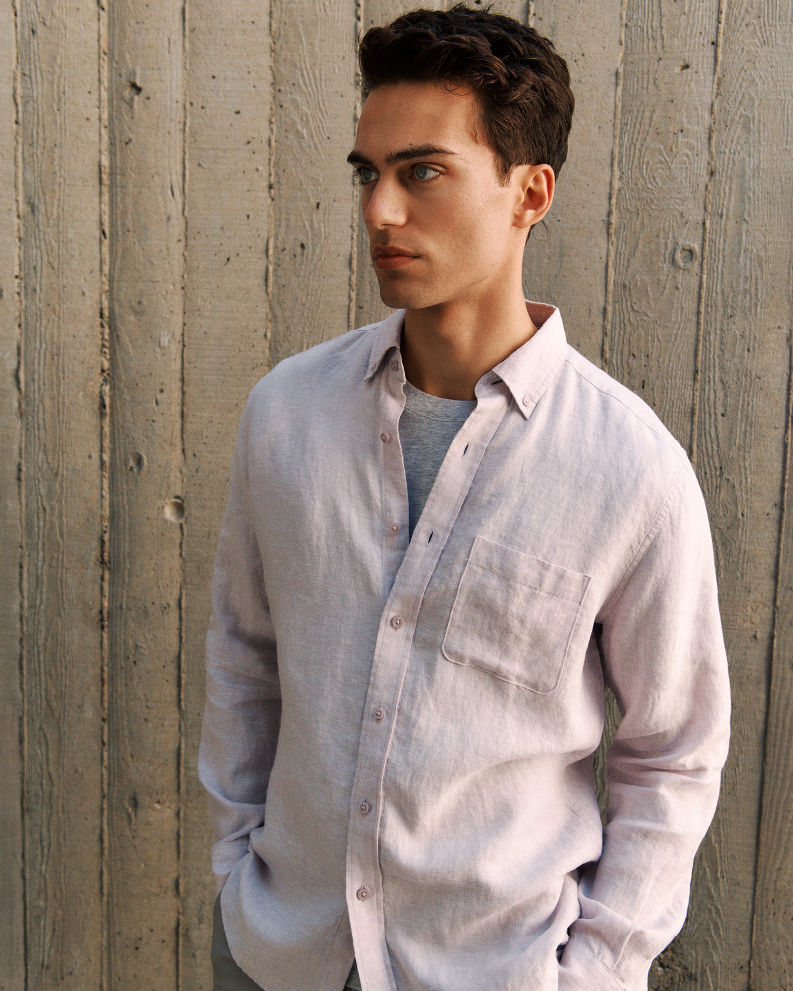 Regular Fit Linen End On End Shirt in Orchid