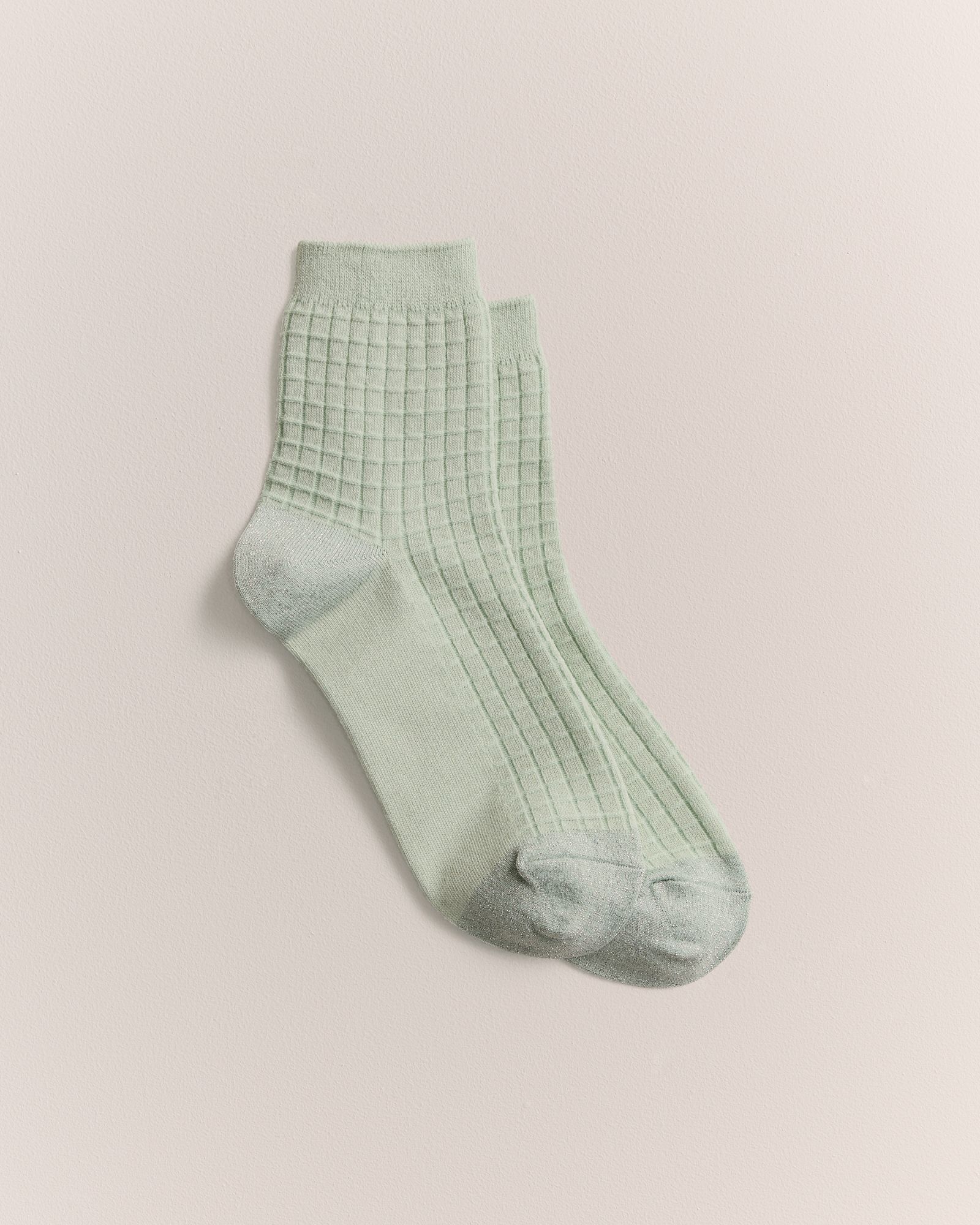 Textured Grid Crew Sock in Light Mint