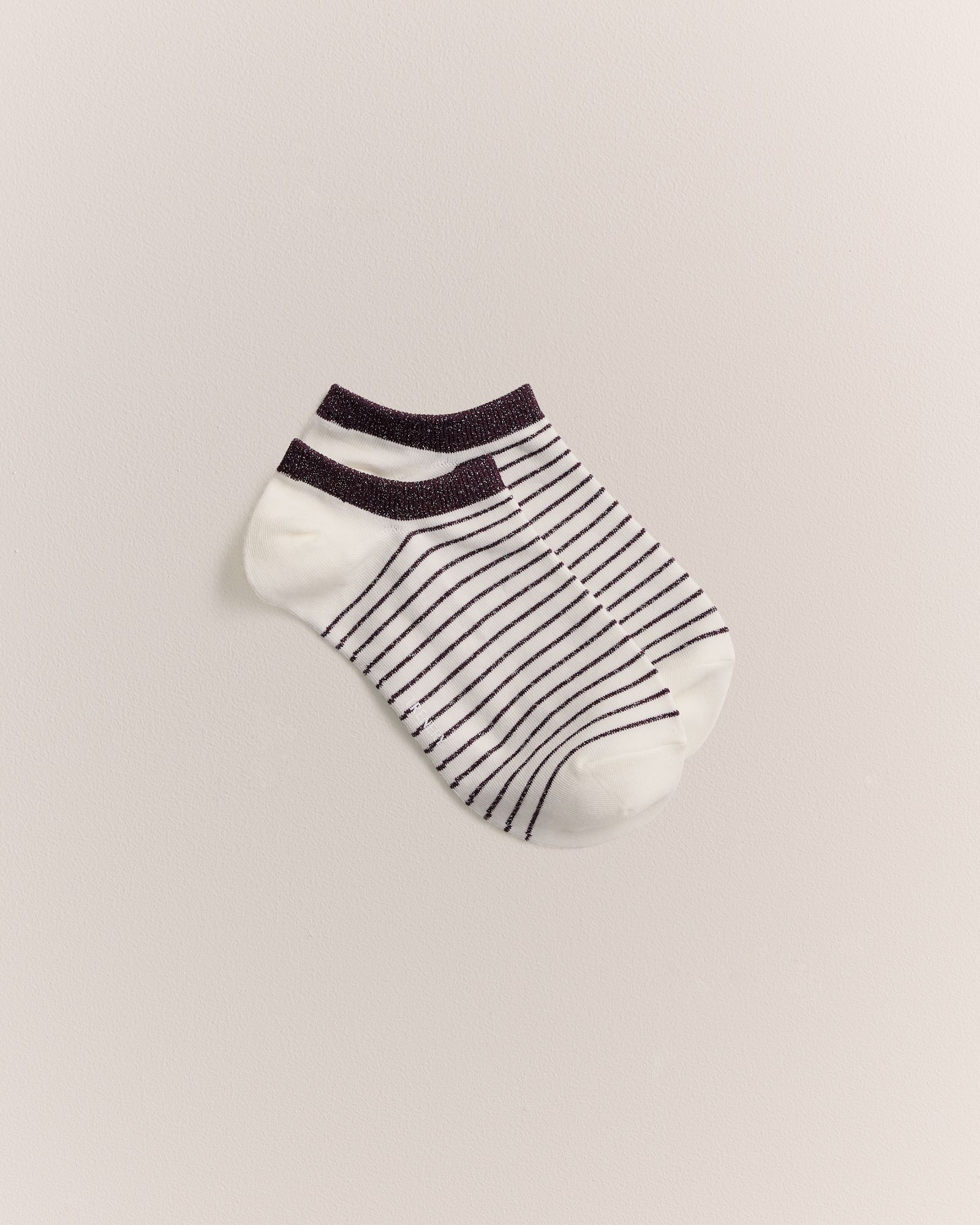 Metallic Stripe Low Cut Sock in Dark Plum